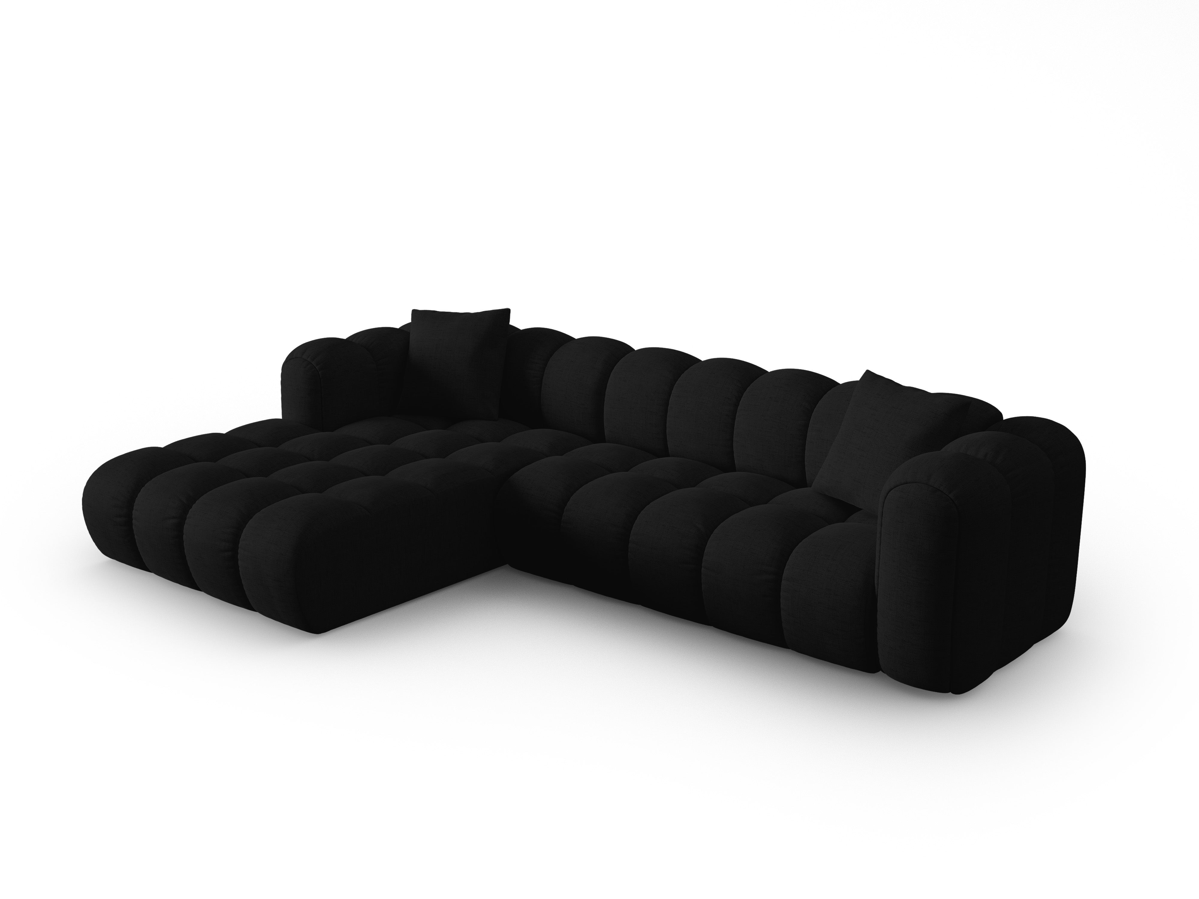 4-seater left-facing corner sofa ASTRO black chenille