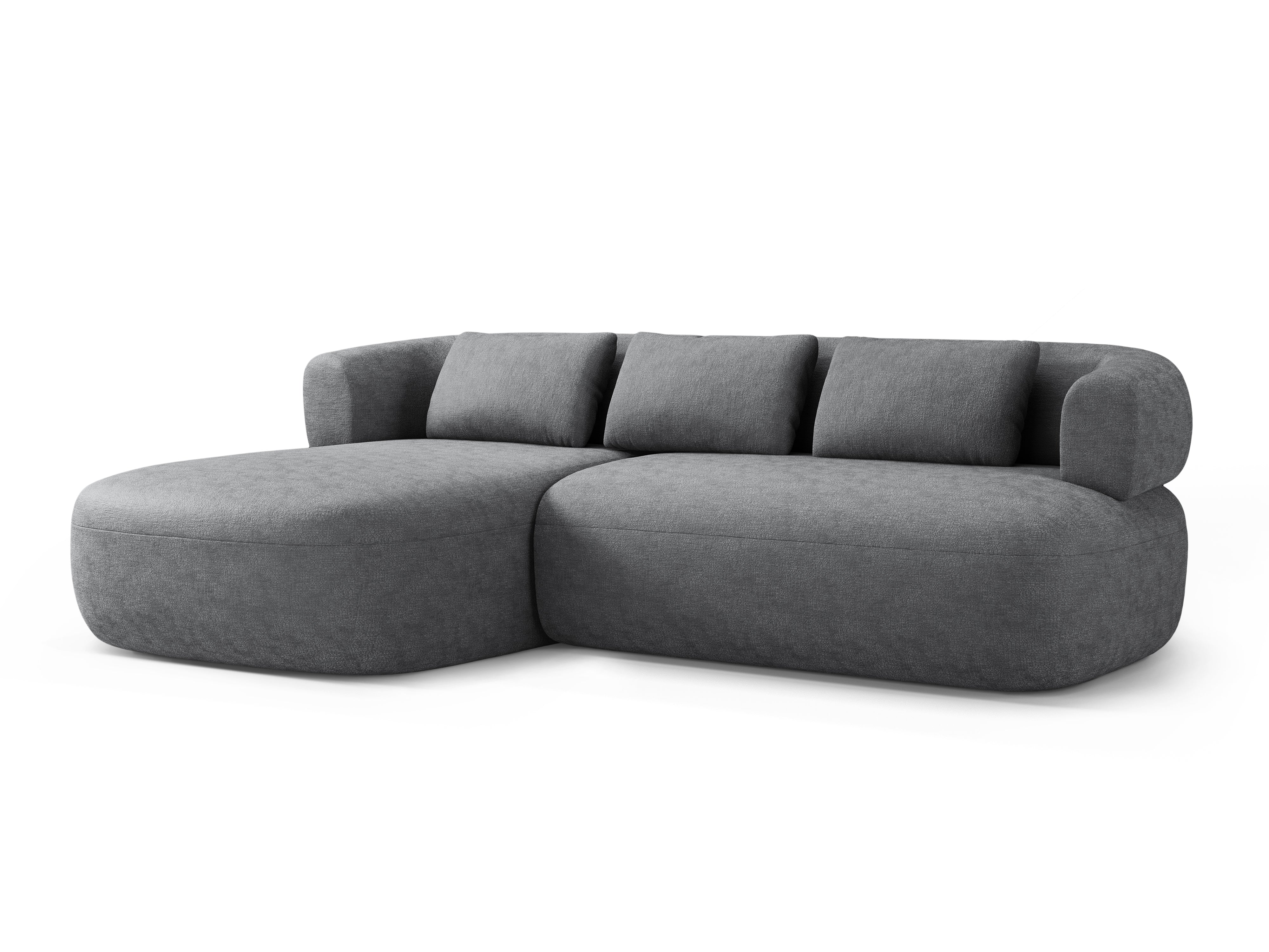 3-sitziger, linksseitiger ALDRIN Ecksofa in dunkelgrauem Chenille