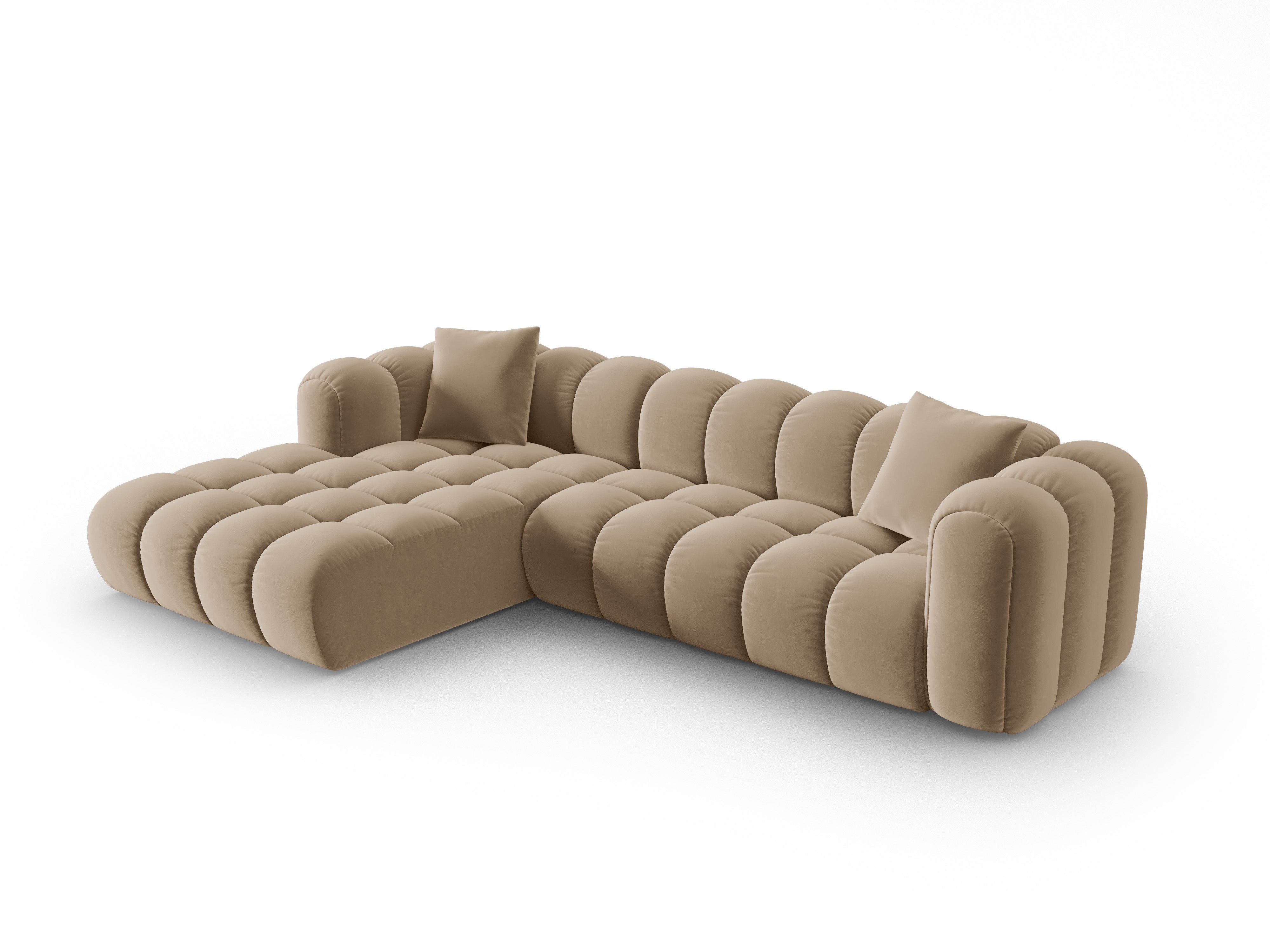 Samt-Ecksofa für 4 Personen links ASTRO sandfarben