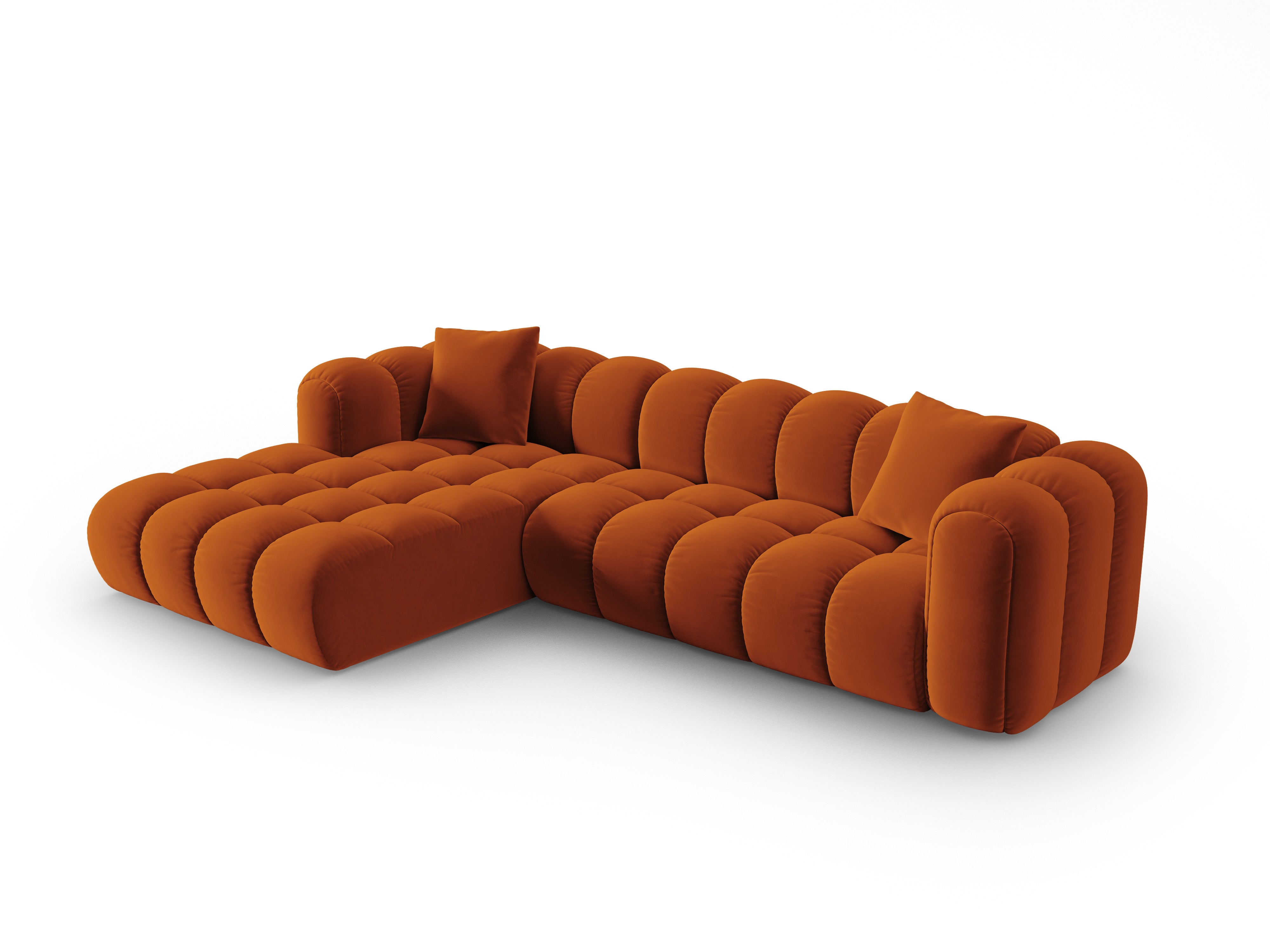 Velvet corner sofa for 4 people, left-sided ASTRO in rust