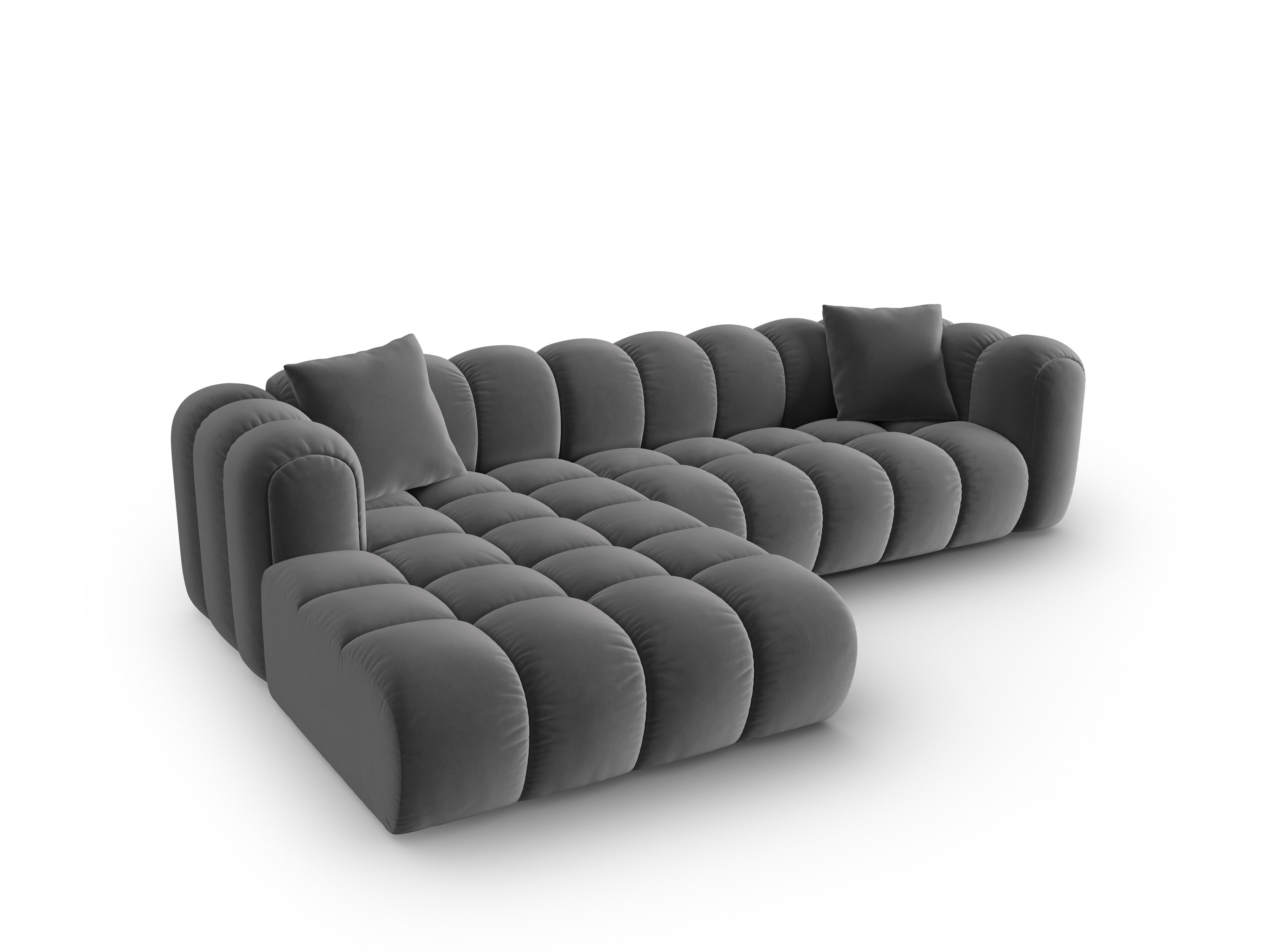 Velvet corner sofa for 4 people, left-sided ASTRO gray