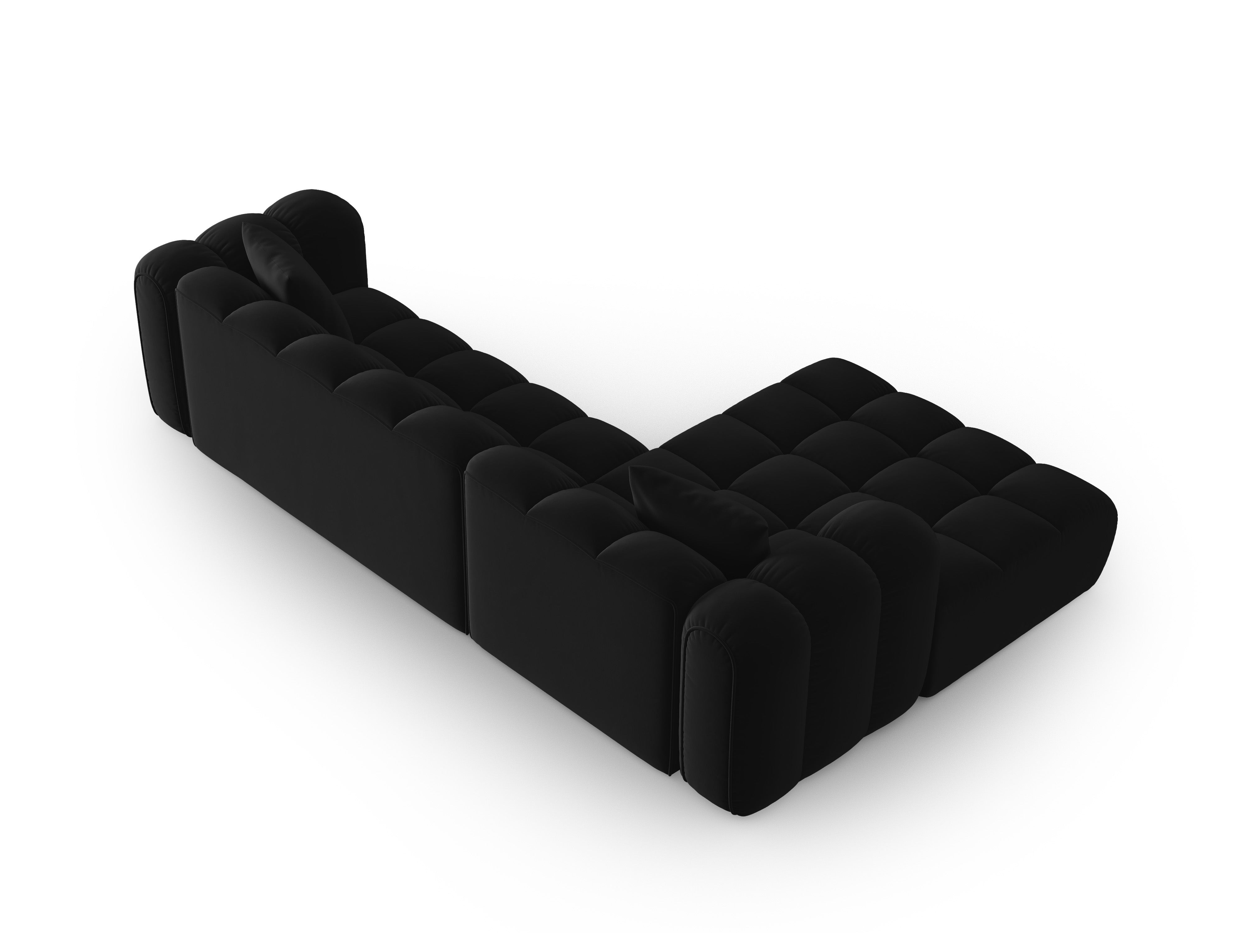 Black left-facing velvet corner sofa for 4 people ASTRO