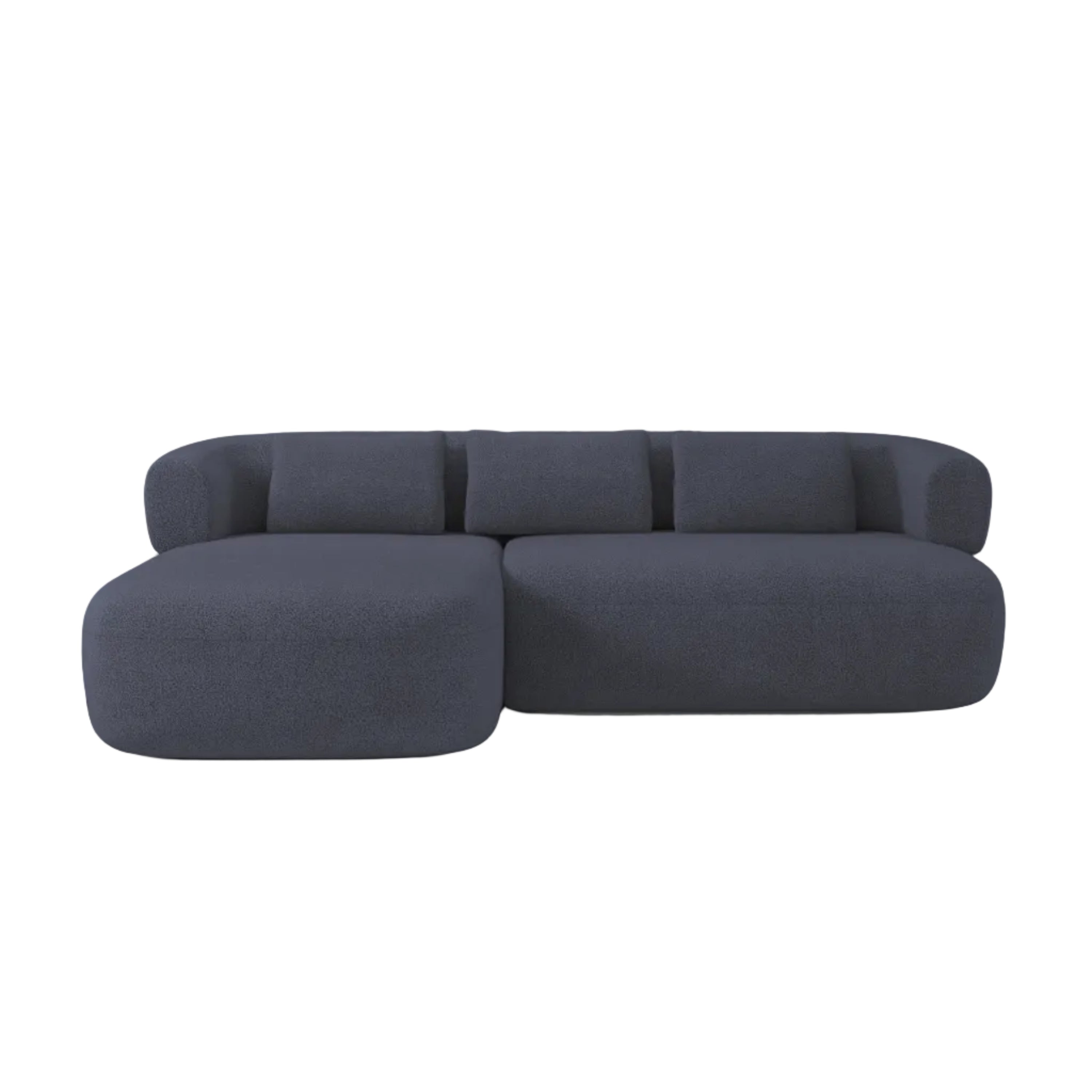 3-sitziger linker Ecksofa ALDRIN in marineblauem Boucle