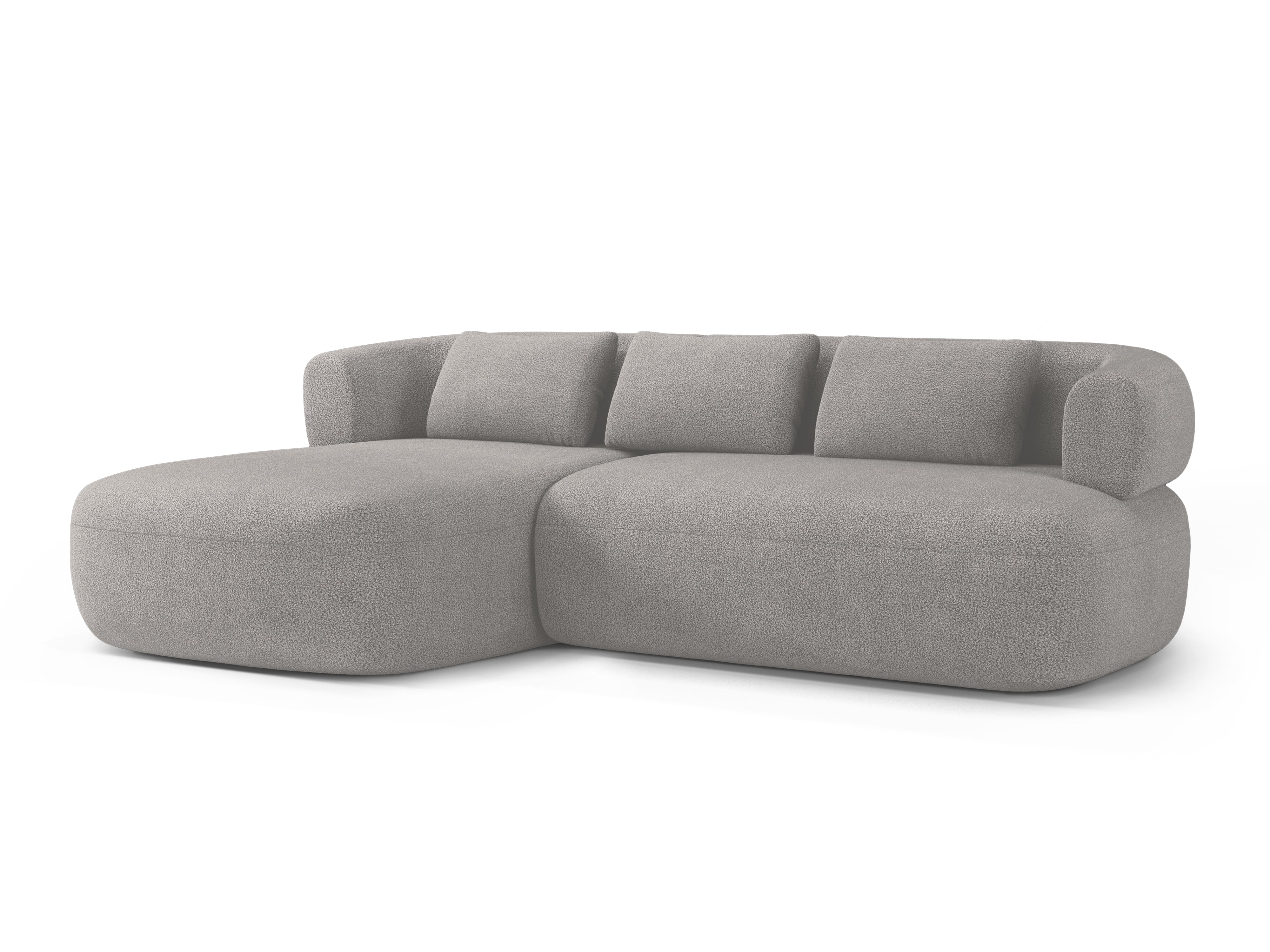 3-sitziger linker Ecksofa ALDRIN in hellgrauem Boucle