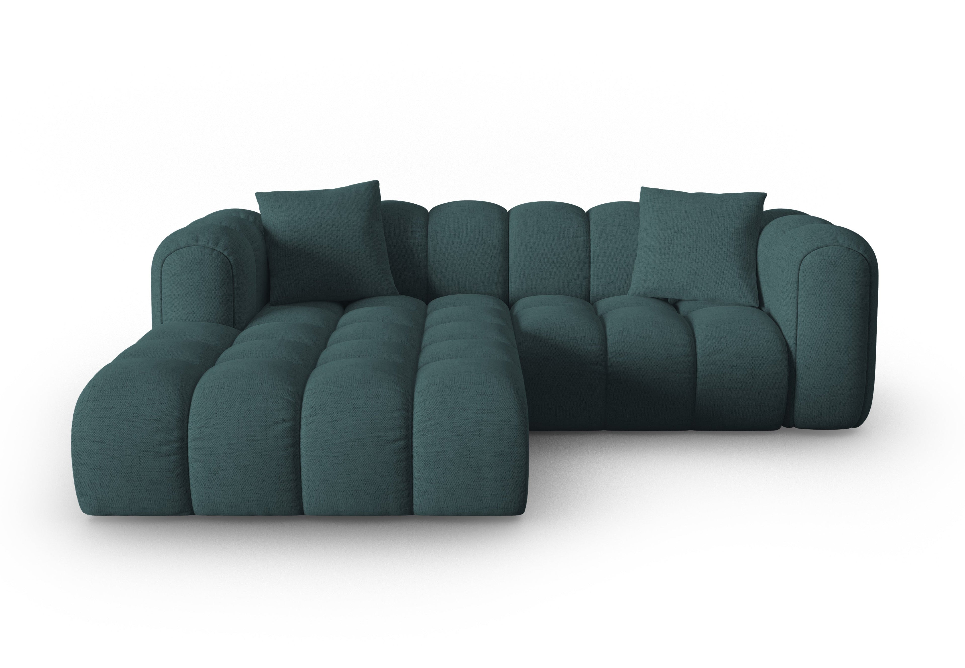 Left-facing 3-seater corner sofa ASTRO turquoise chenille