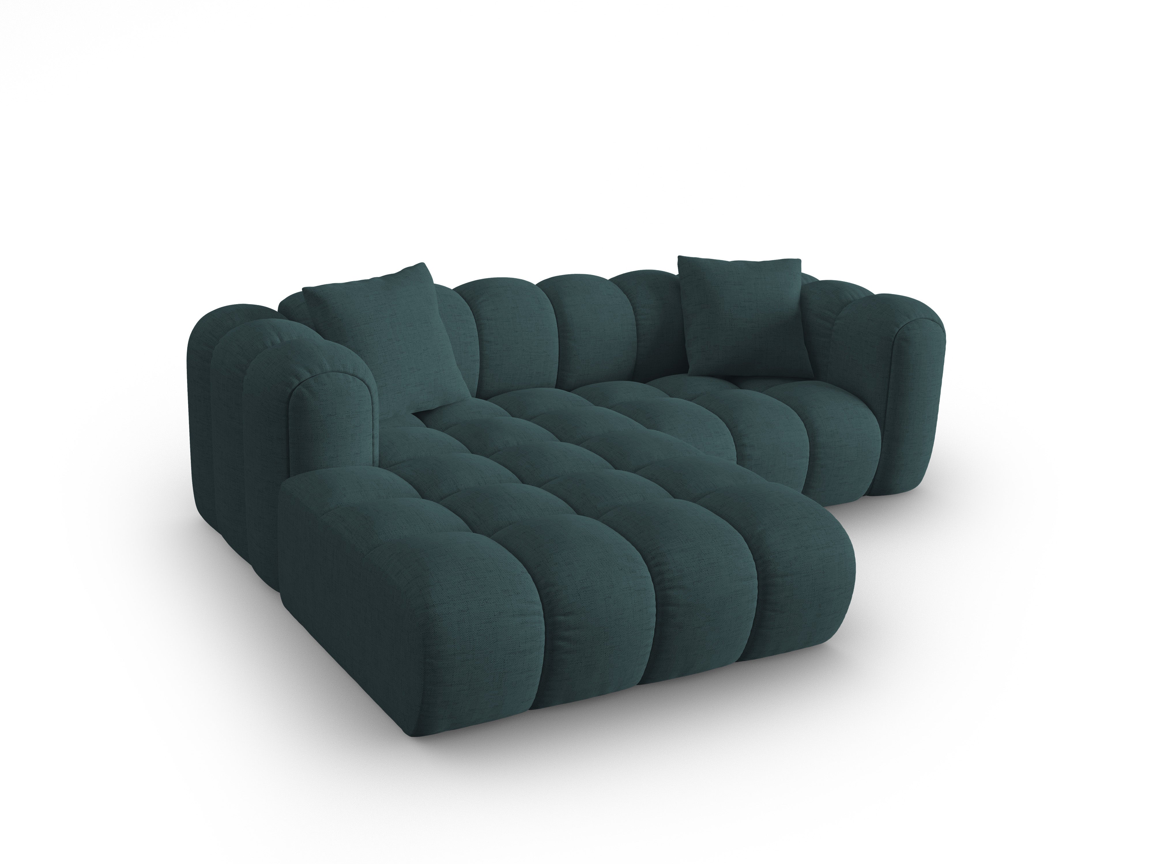 Left-facing 3-seater corner sofa ASTRO turquoise chenille