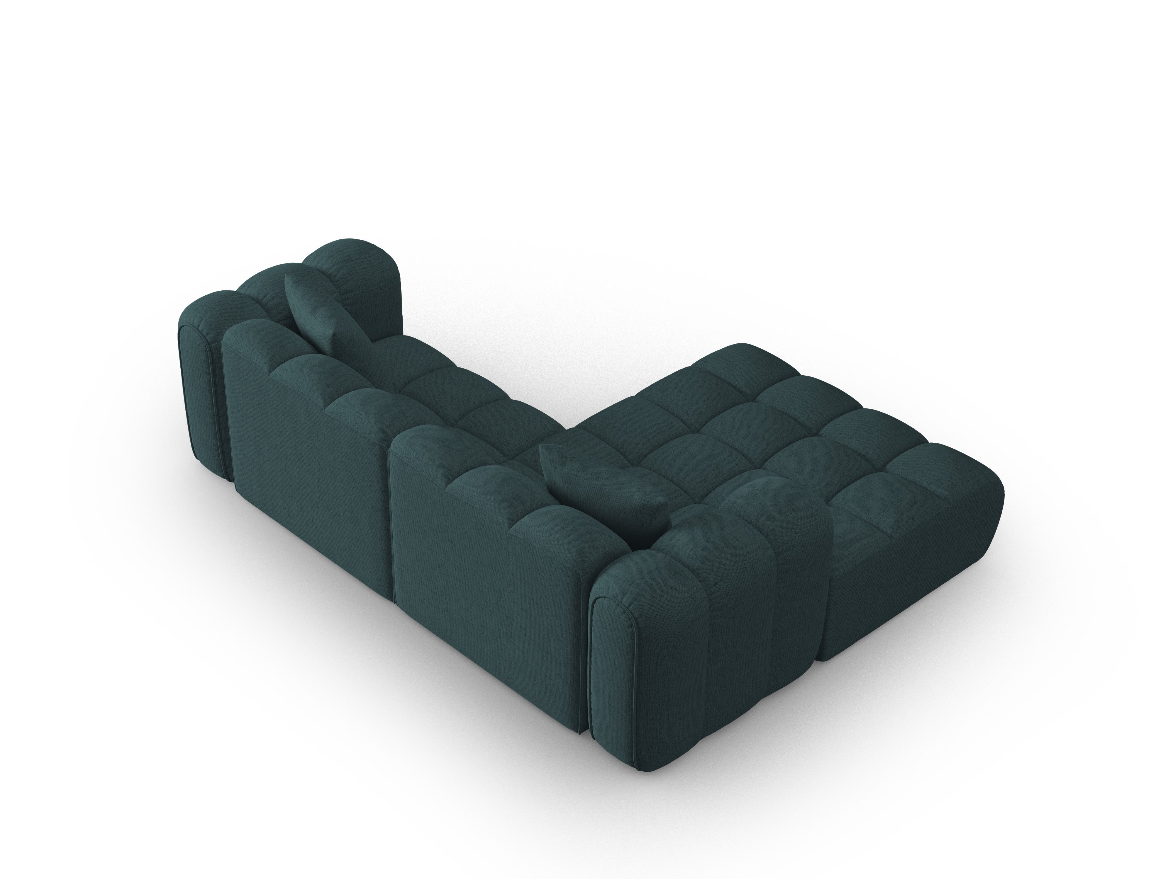 Left-facing 3-seater corner sofa ASTRO turquoise chenille