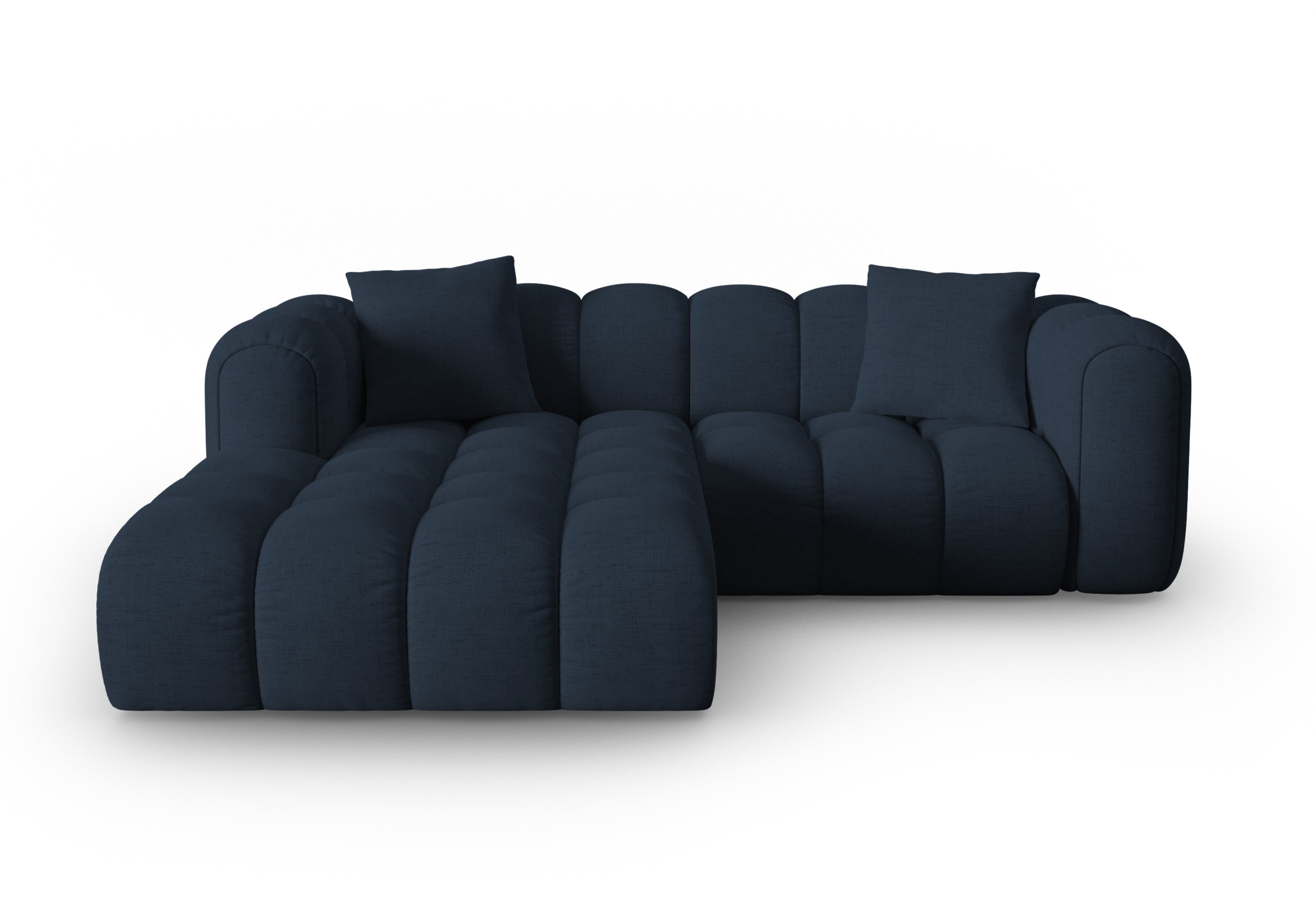 3-sitziger linksseitiger Ecksofa ASTRO königliches marineblaues Chenille