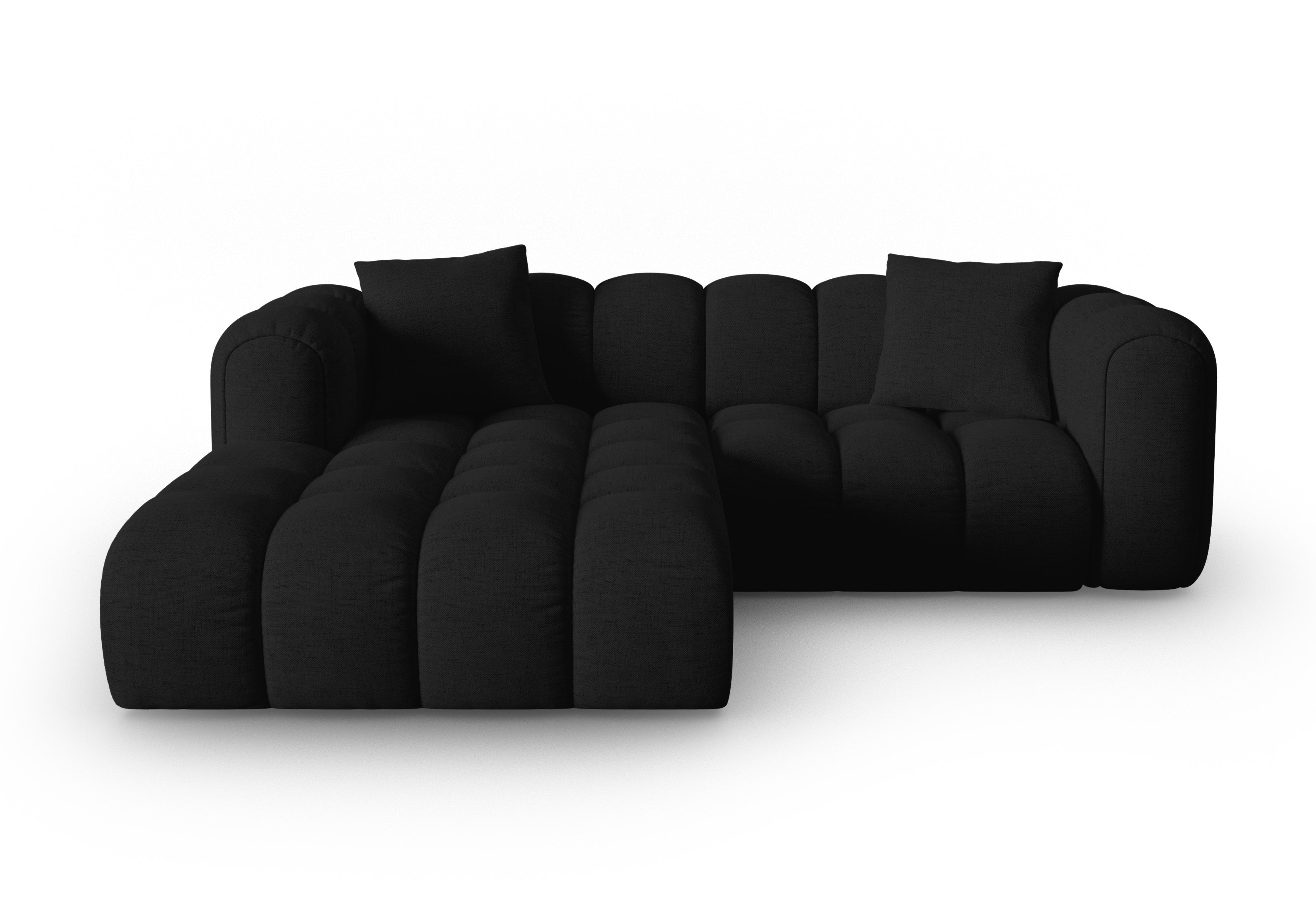 Left-facing 3-seater corner sofa ASTRO black chenille