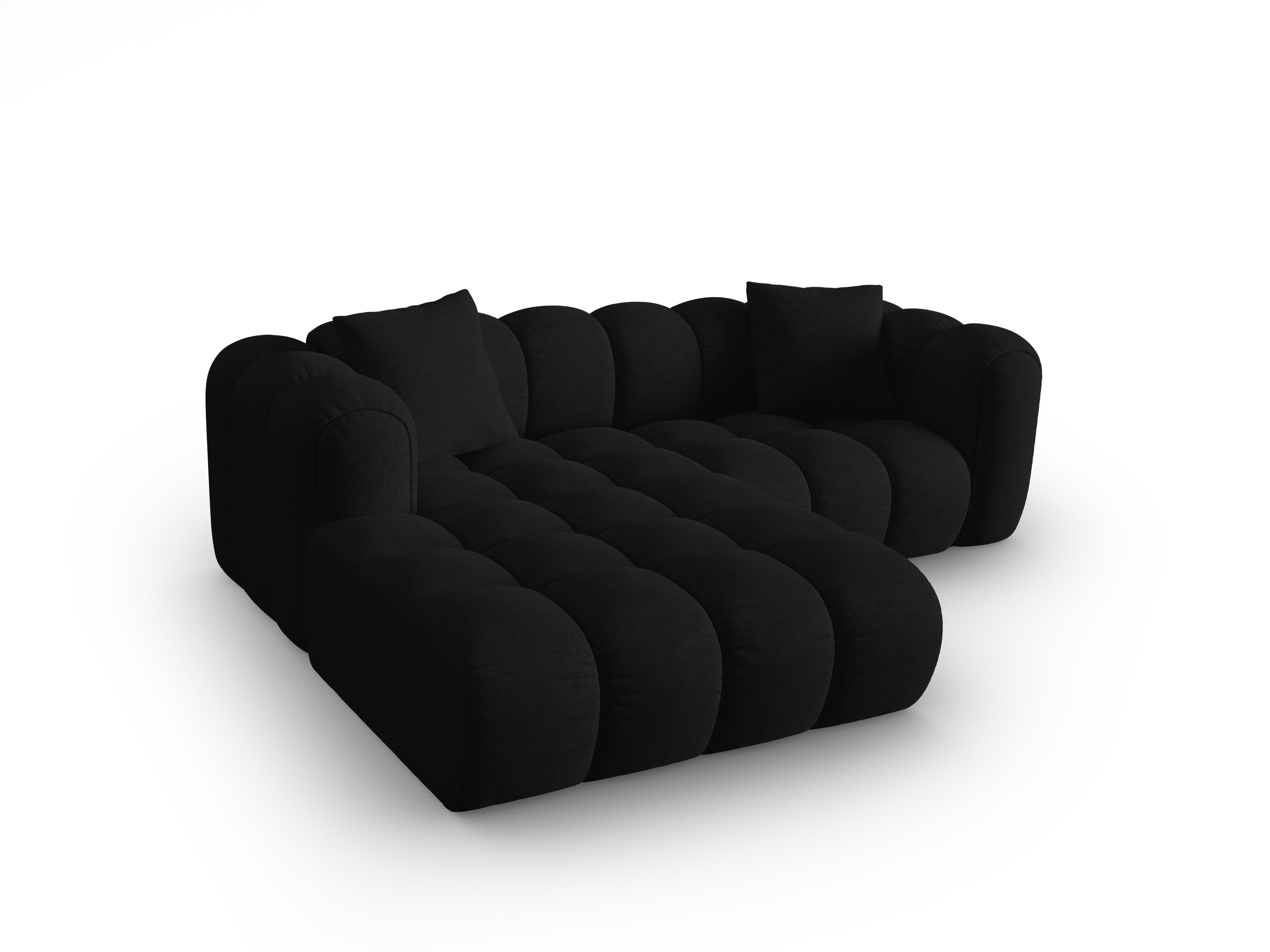 Left-facing 3-seater corner sofa ASTRO black chenille