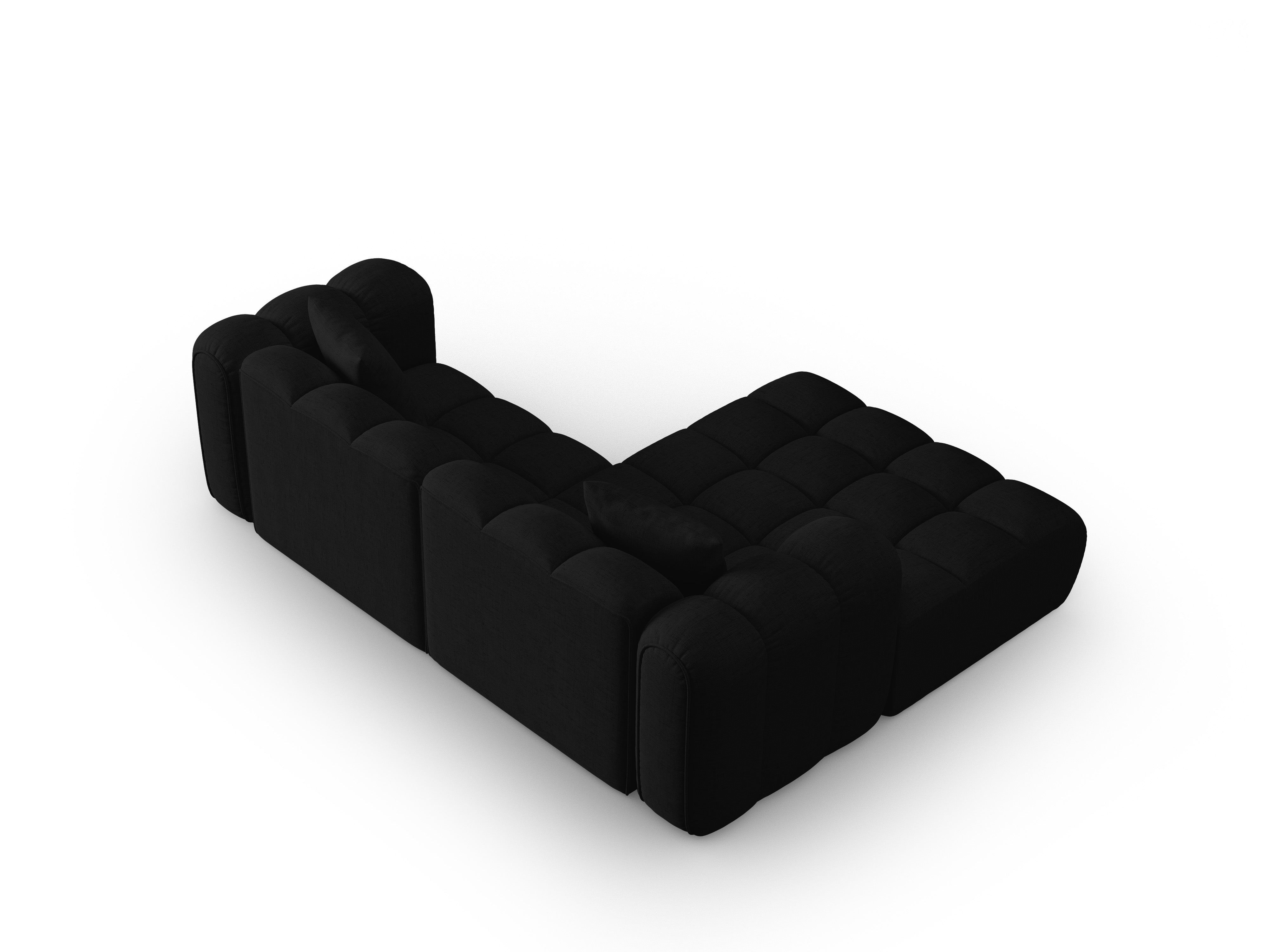 Left-facing 3-seater corner sofa ASTRO black chenille