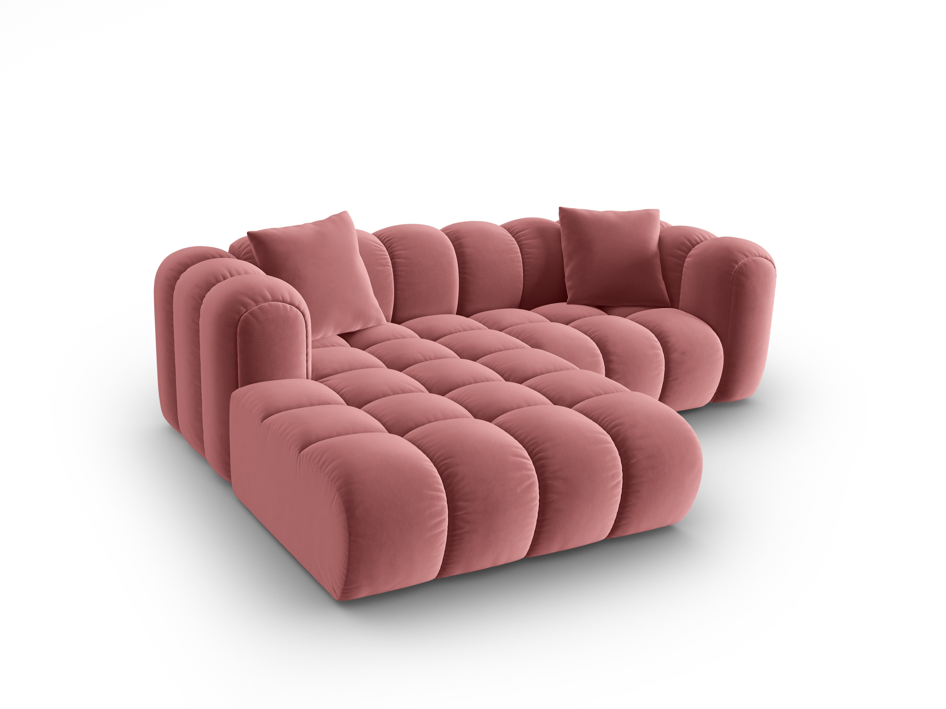 Velvet corner sofa for three people, left-sided, ASTRO, pink