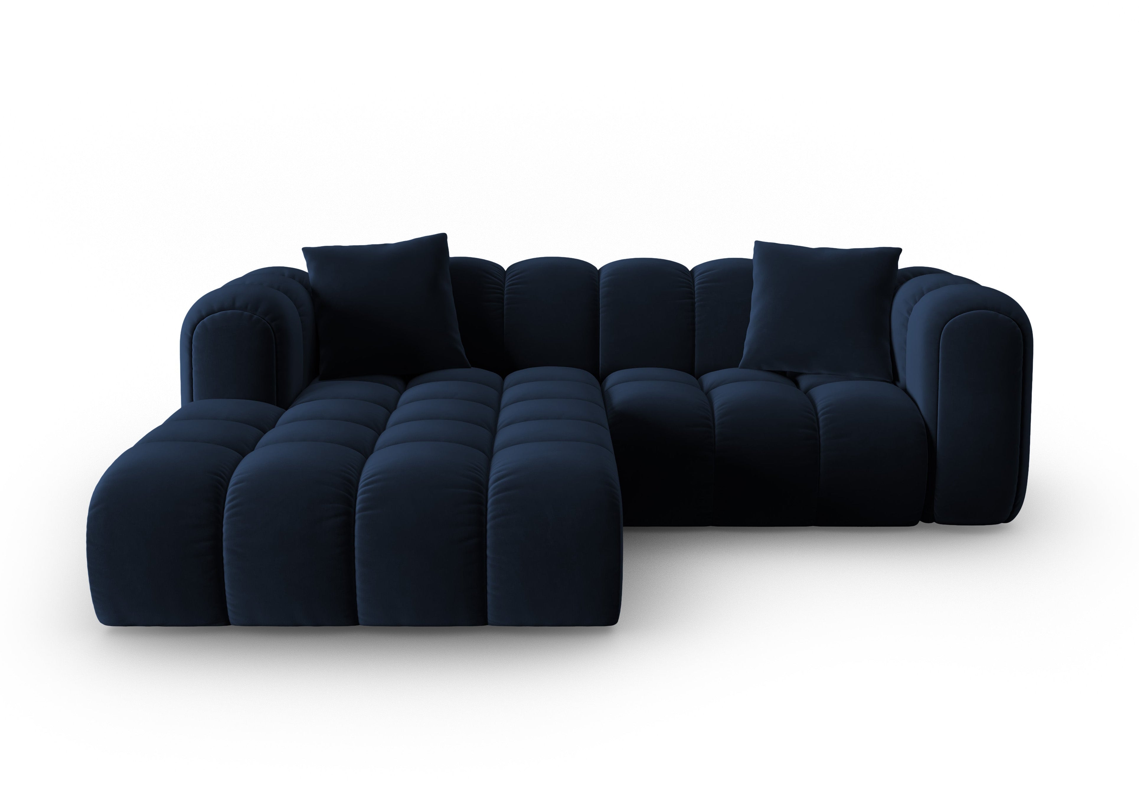 Samt-Ecksofa für 3 Personen links ASTRO königsblau