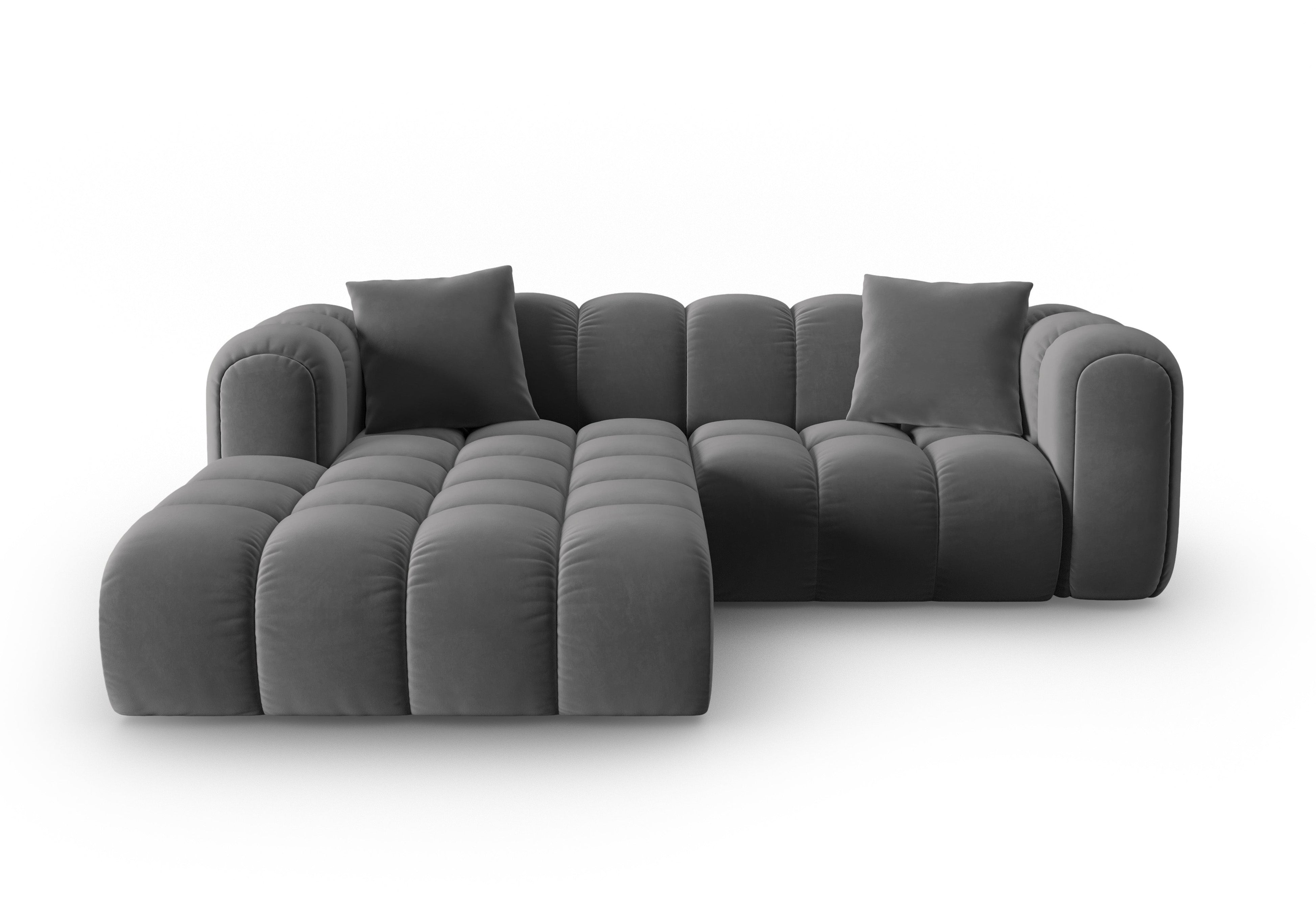 Samt-Ecksofa 3-sitzig links ASTRO grau