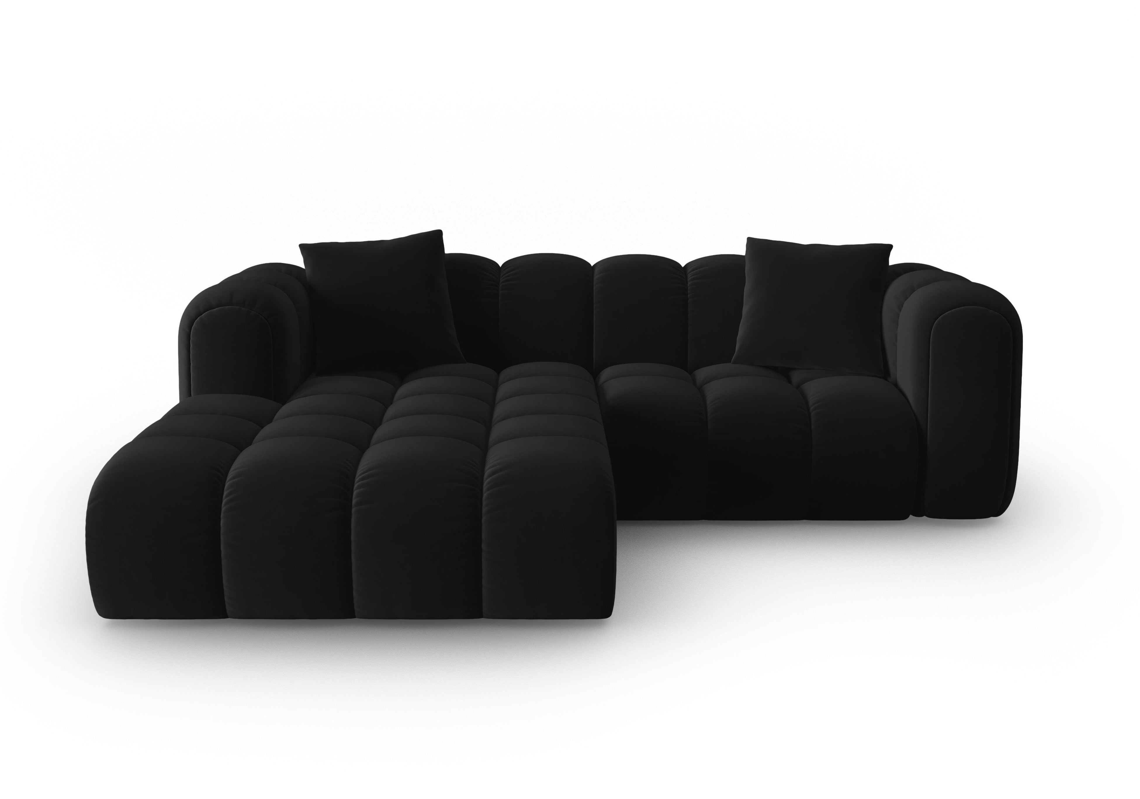 Black left-facing 3-seater velvet corner sofa ASTRO