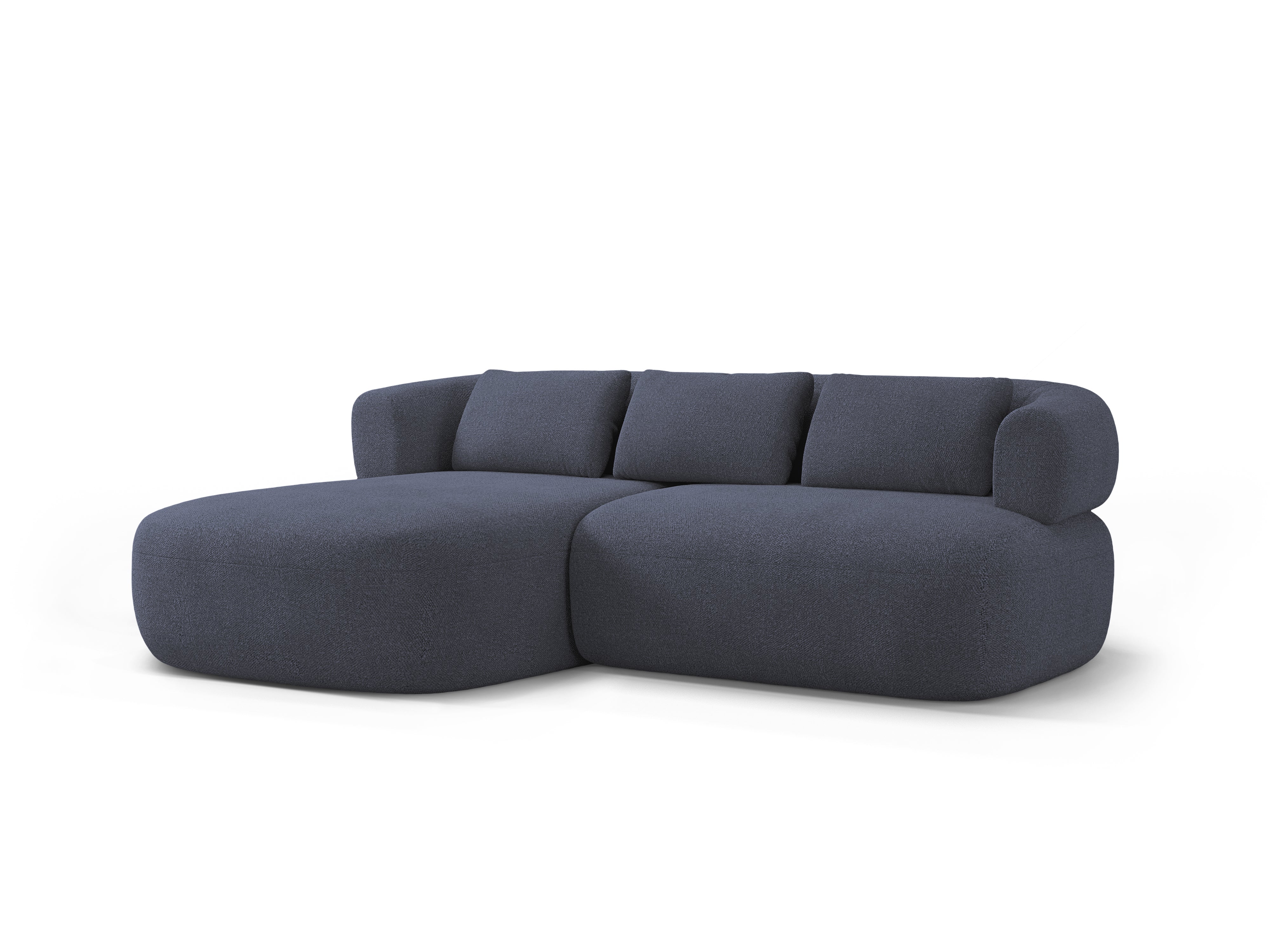 Zweisitzer-Ecksofa links ALDRIN in marineblauem Boucle