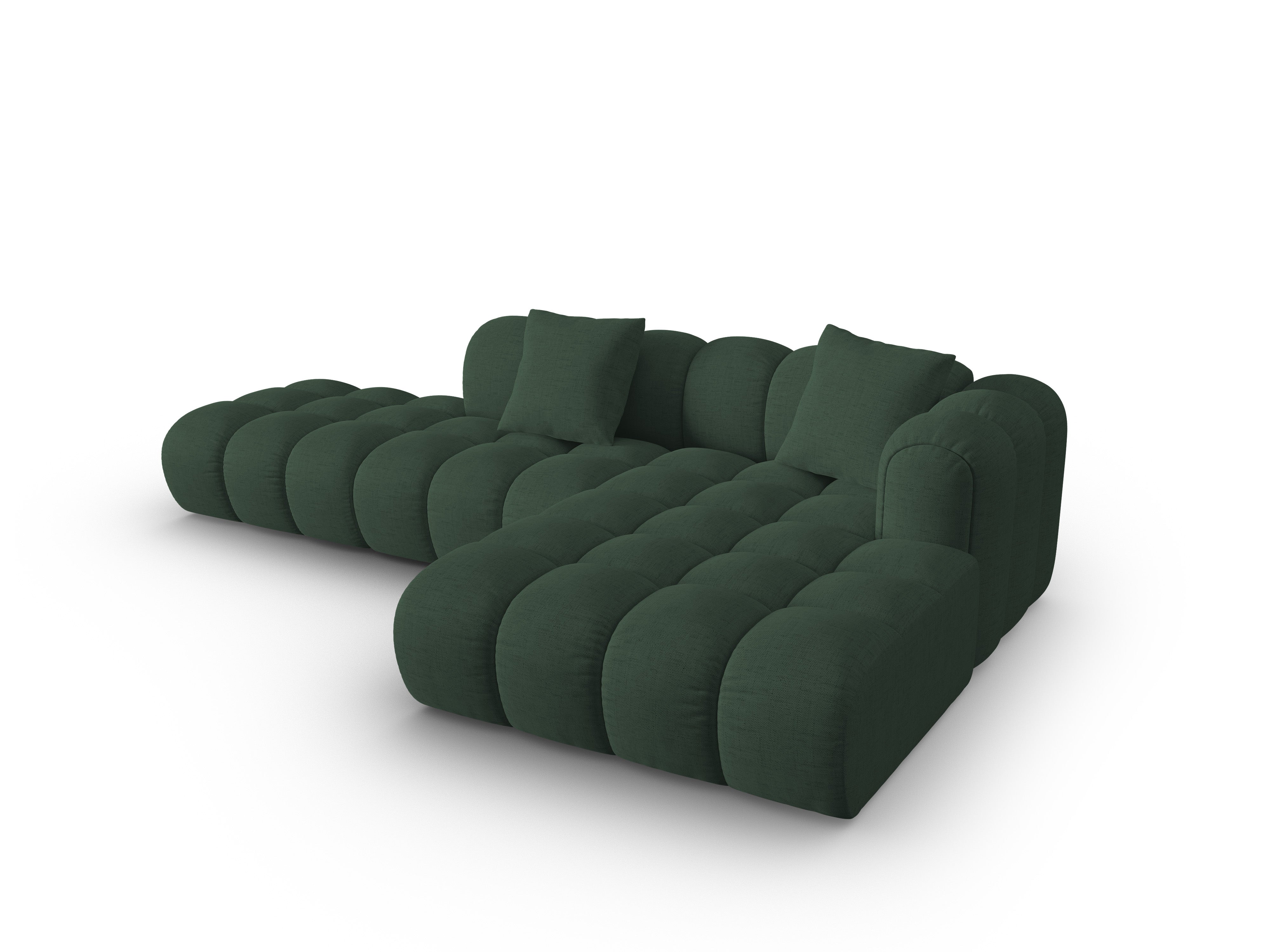 Right-facing open corner sofa ASTRO sea green chenille