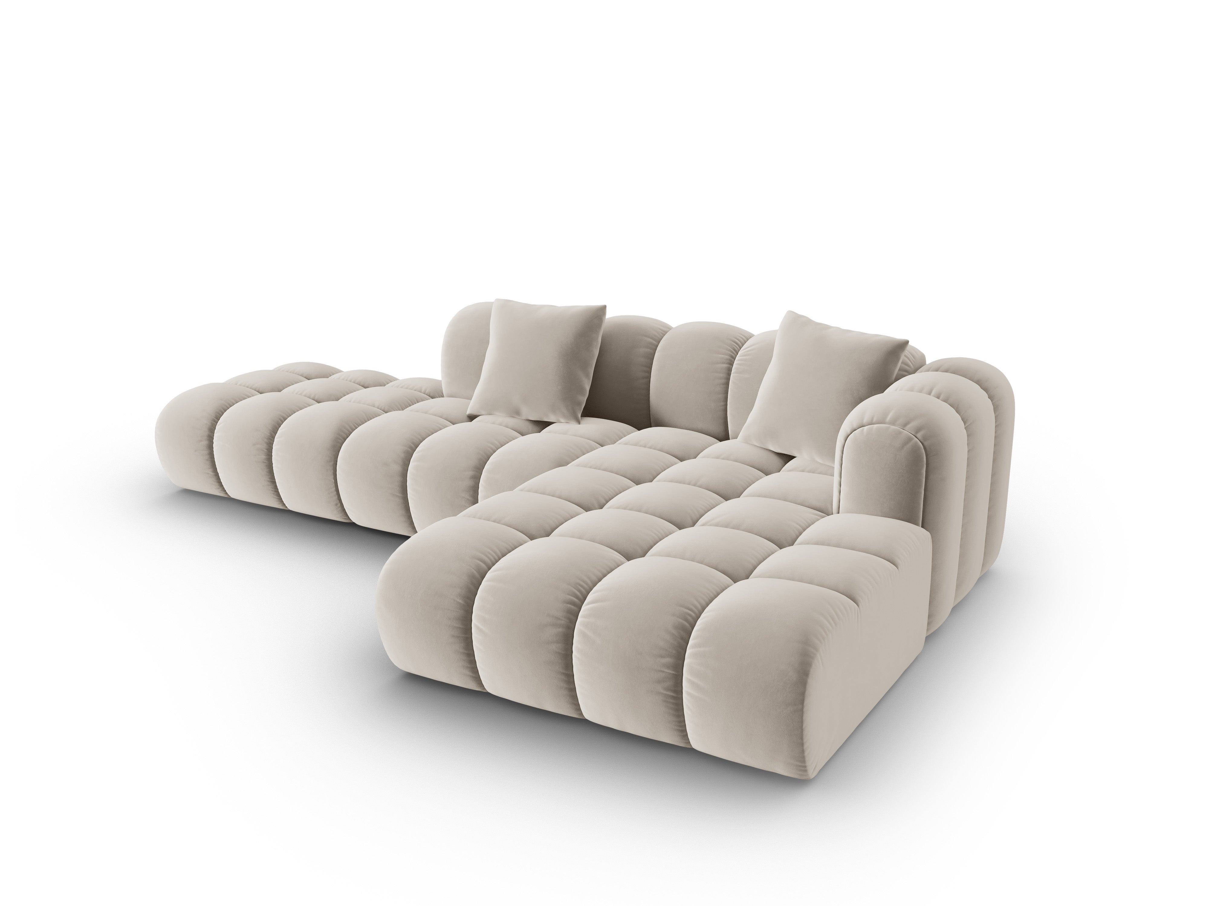 Samt-Ecksofa offen rechts ASTRO ecru