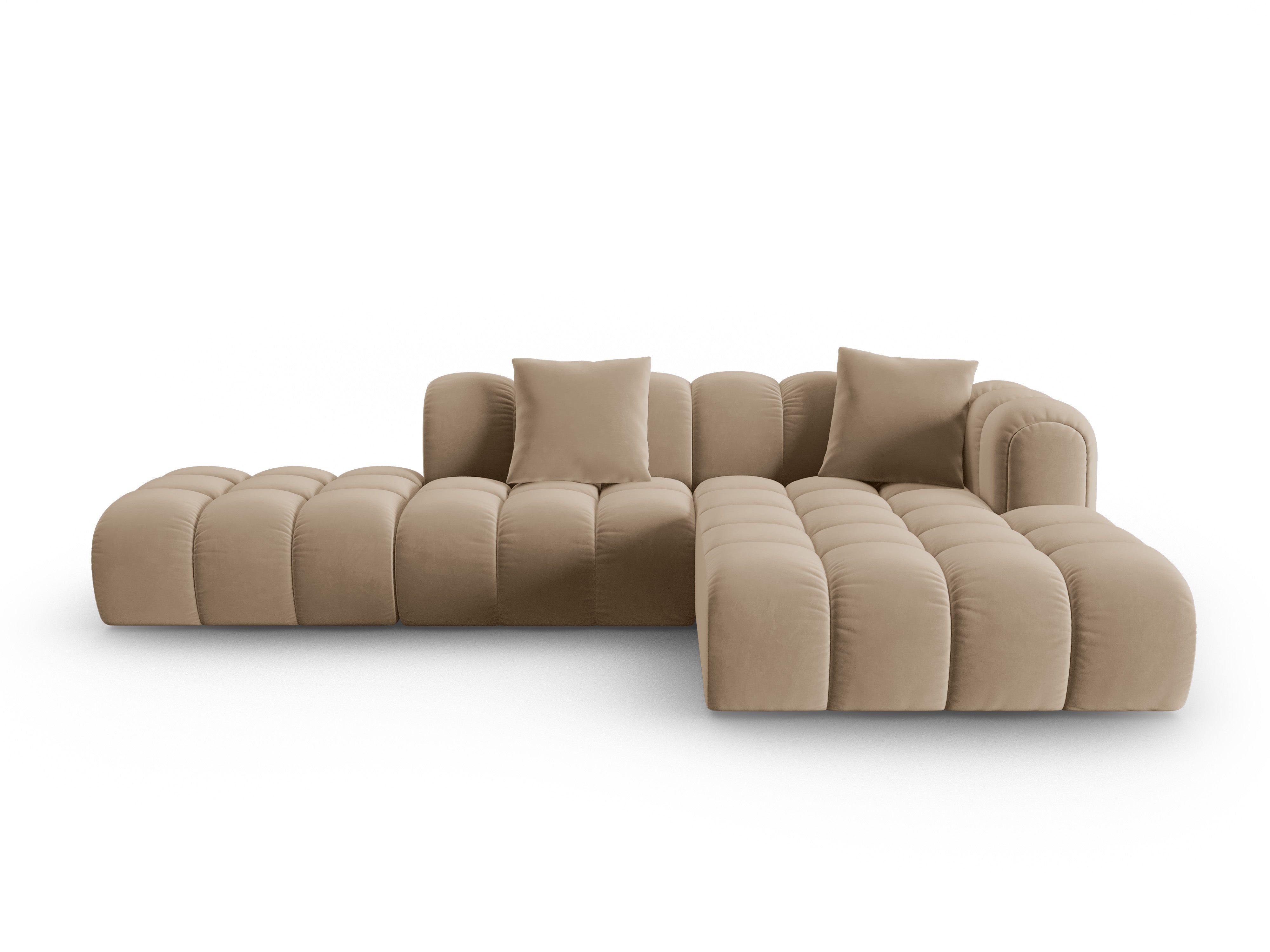 Samt-Ecksofa offen rechts ASTRO sandfarben