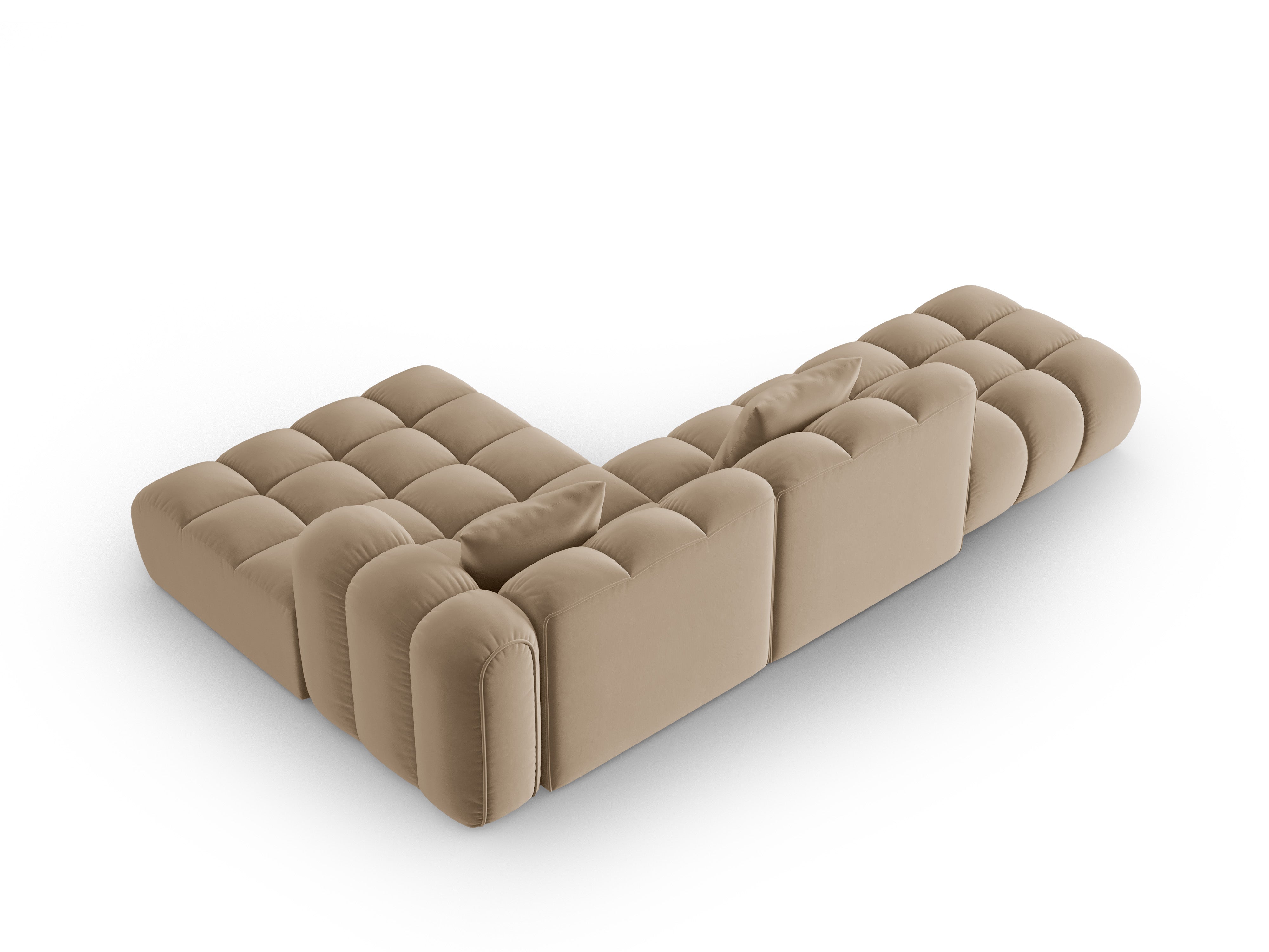 Samt-Ecksofa offen rechts ASTRO sandfarben