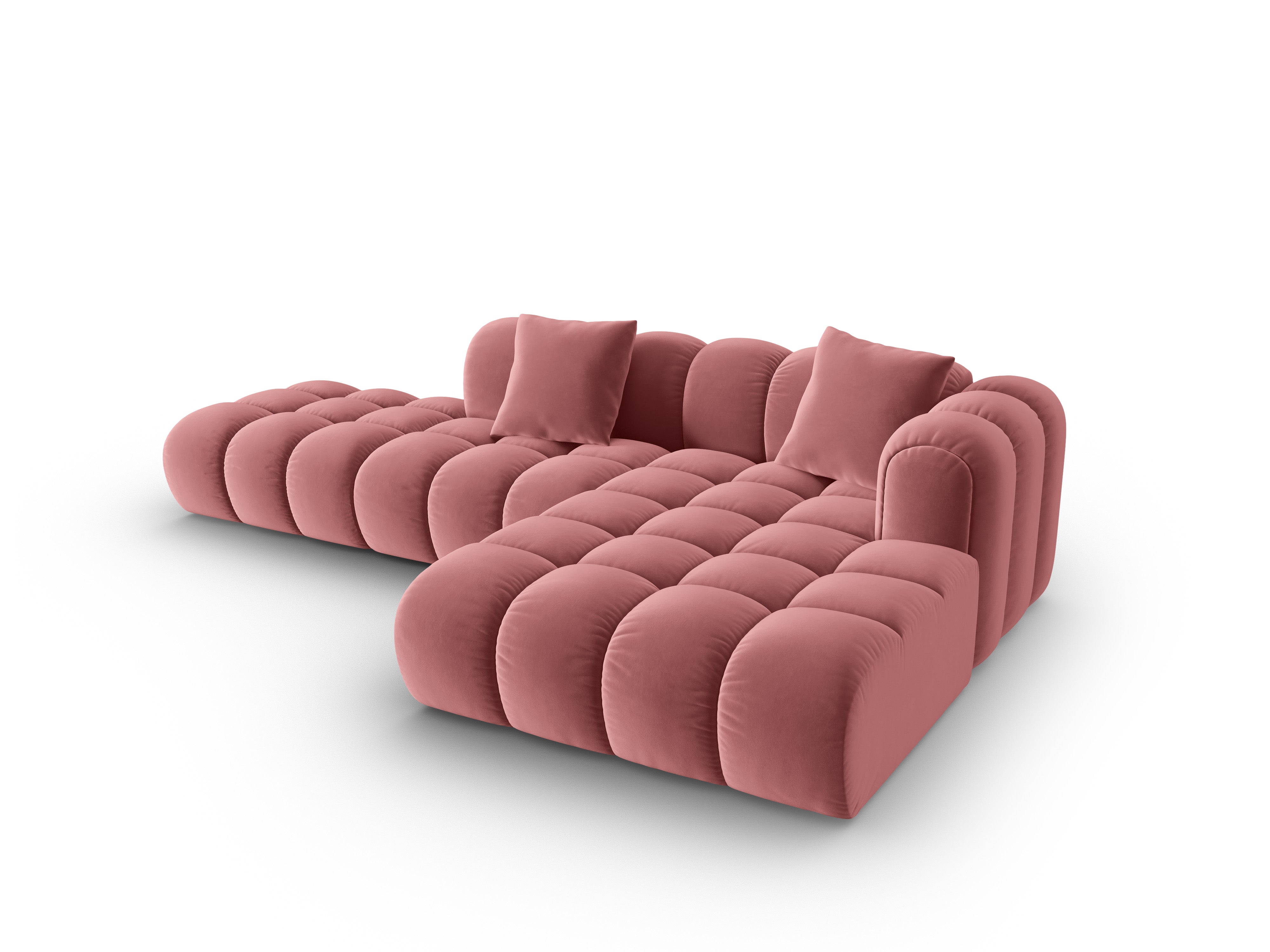 Velvet Corner Sofa Open Right Side ASTRO Pink