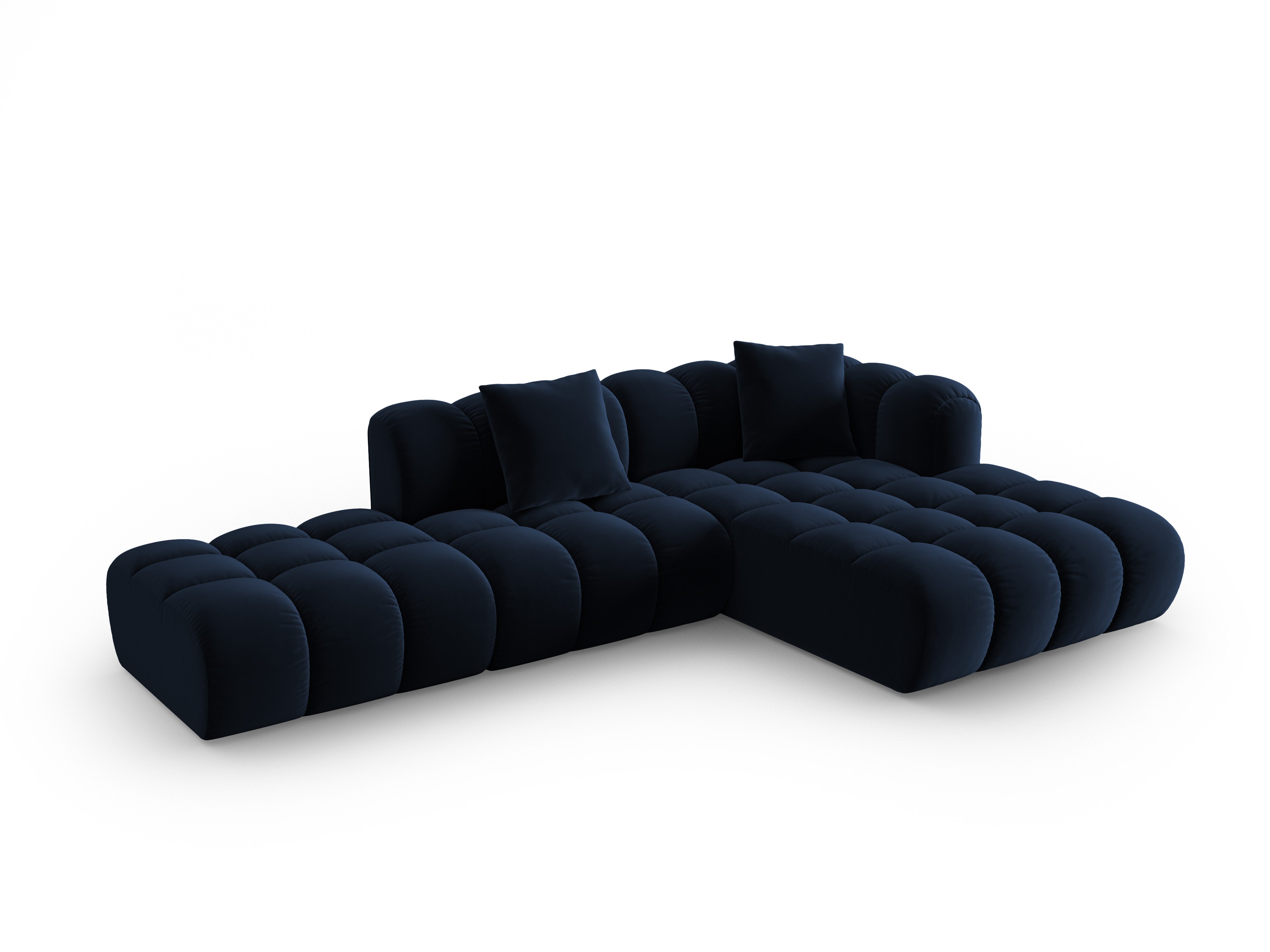 Open right-sided velvet corner sofa ASTRO royal blue