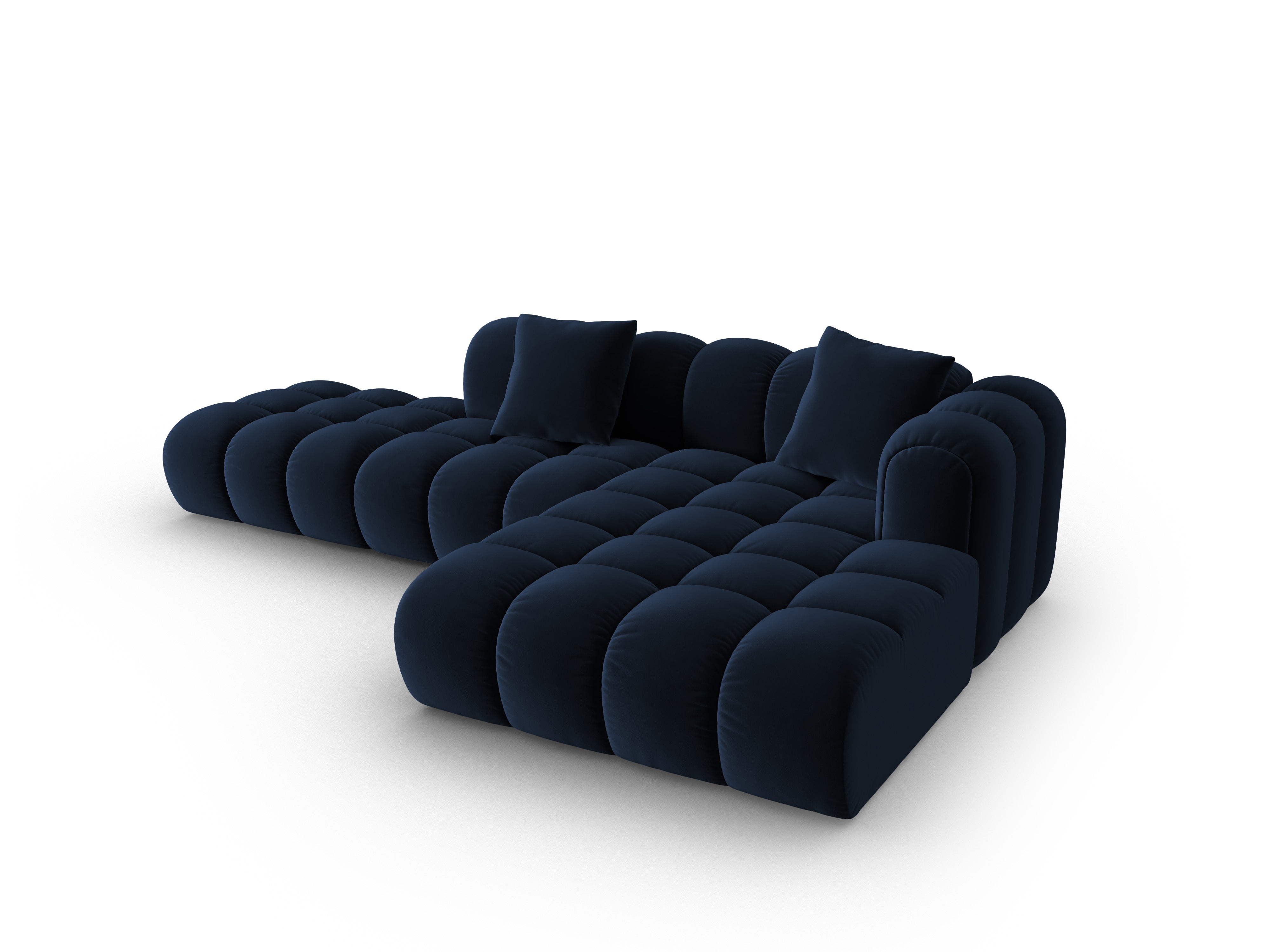 Open right-sided velvet corner sofa ASTRO royal blue