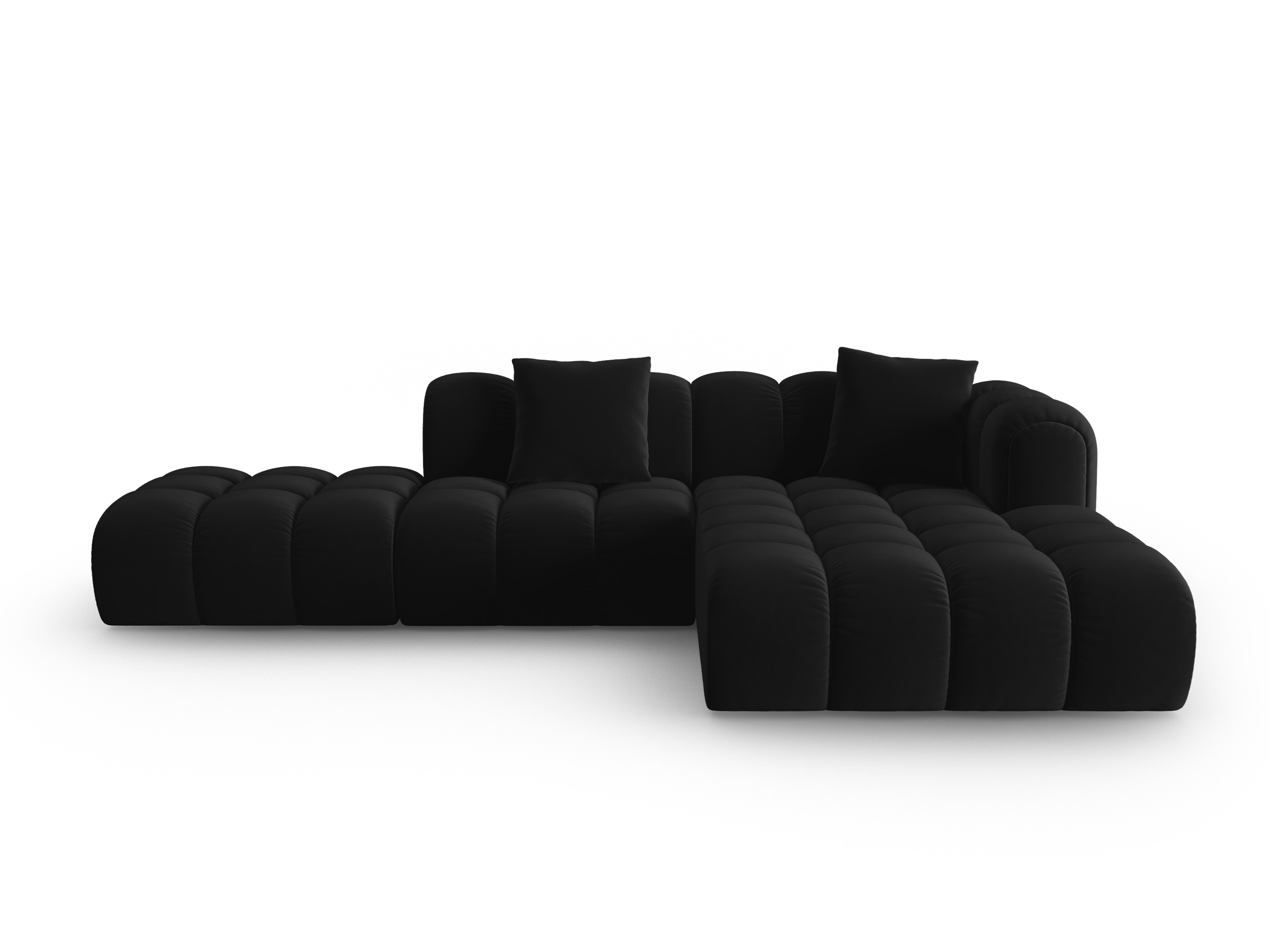 Offener Samt-Ecksofa rechts ASTRO schwarz