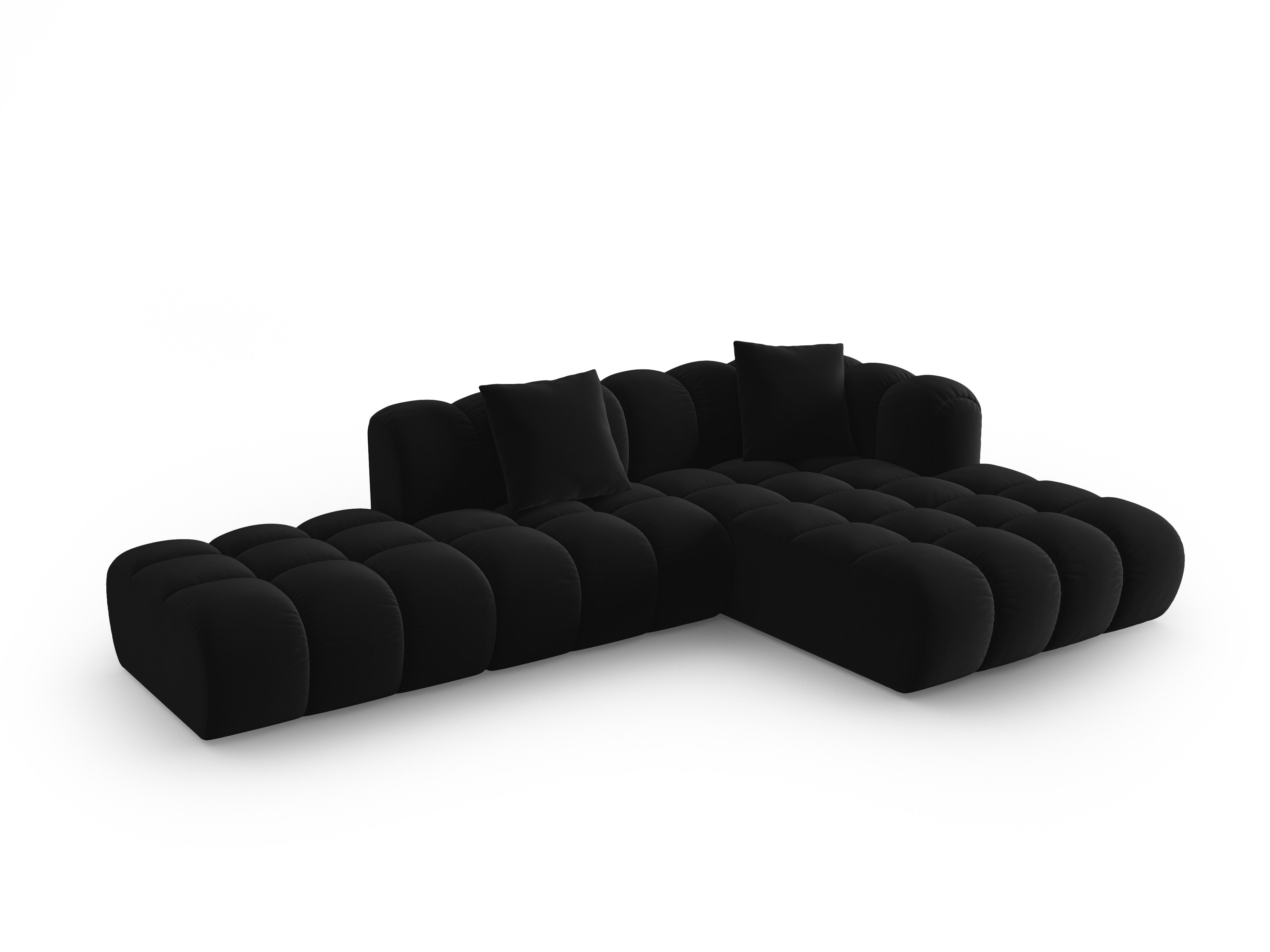 Offener Samt-Ecksofa rechts ASTRO schwarz