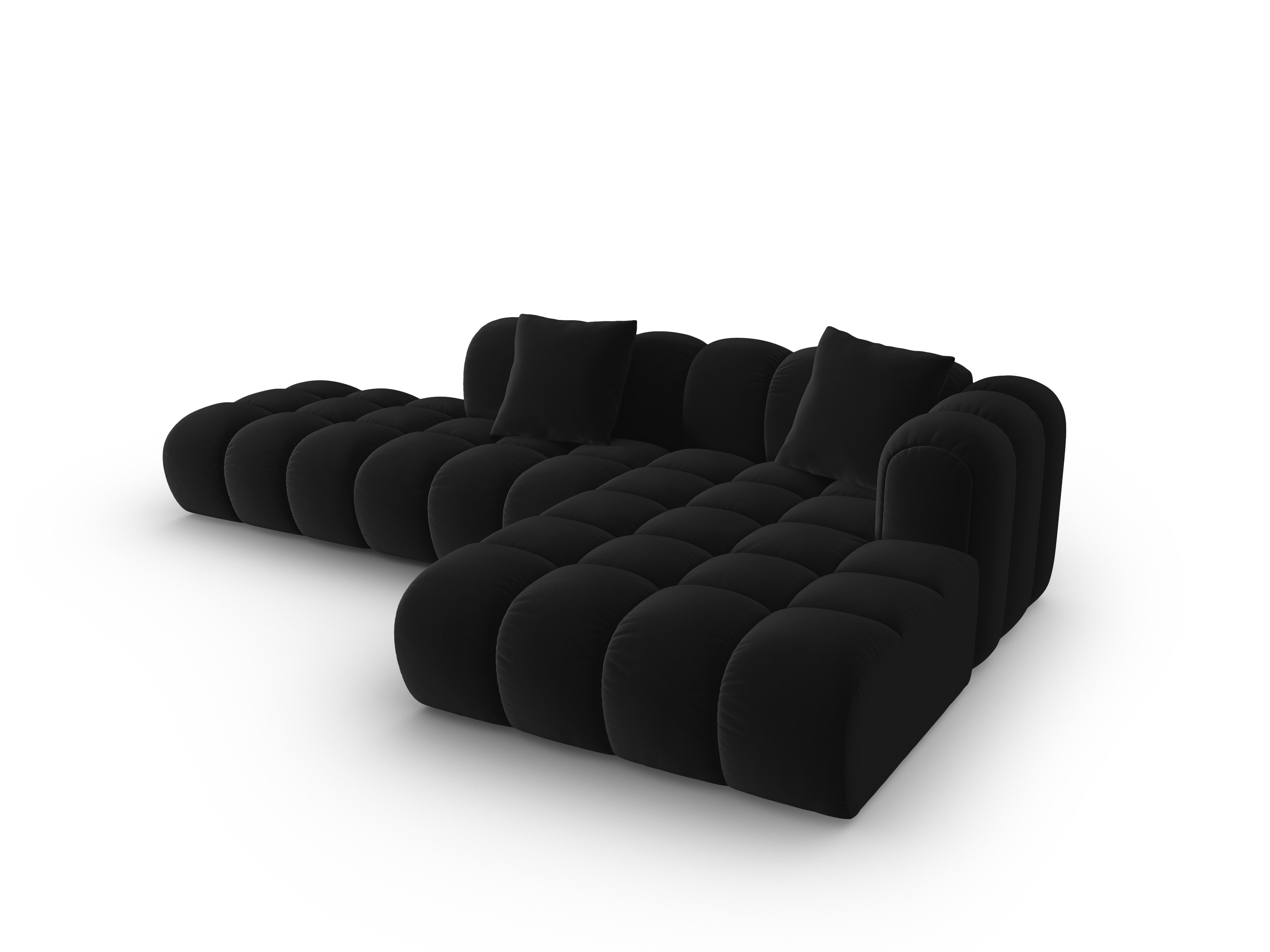 Offener Samt-Ecksofa rechts ASTRO schwarz
