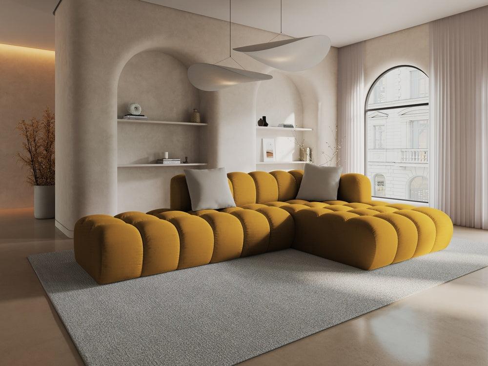 Narożnik aksamitny 5-osobowy prawostronny HALLEY żółty Windsor & Co Eye on Design