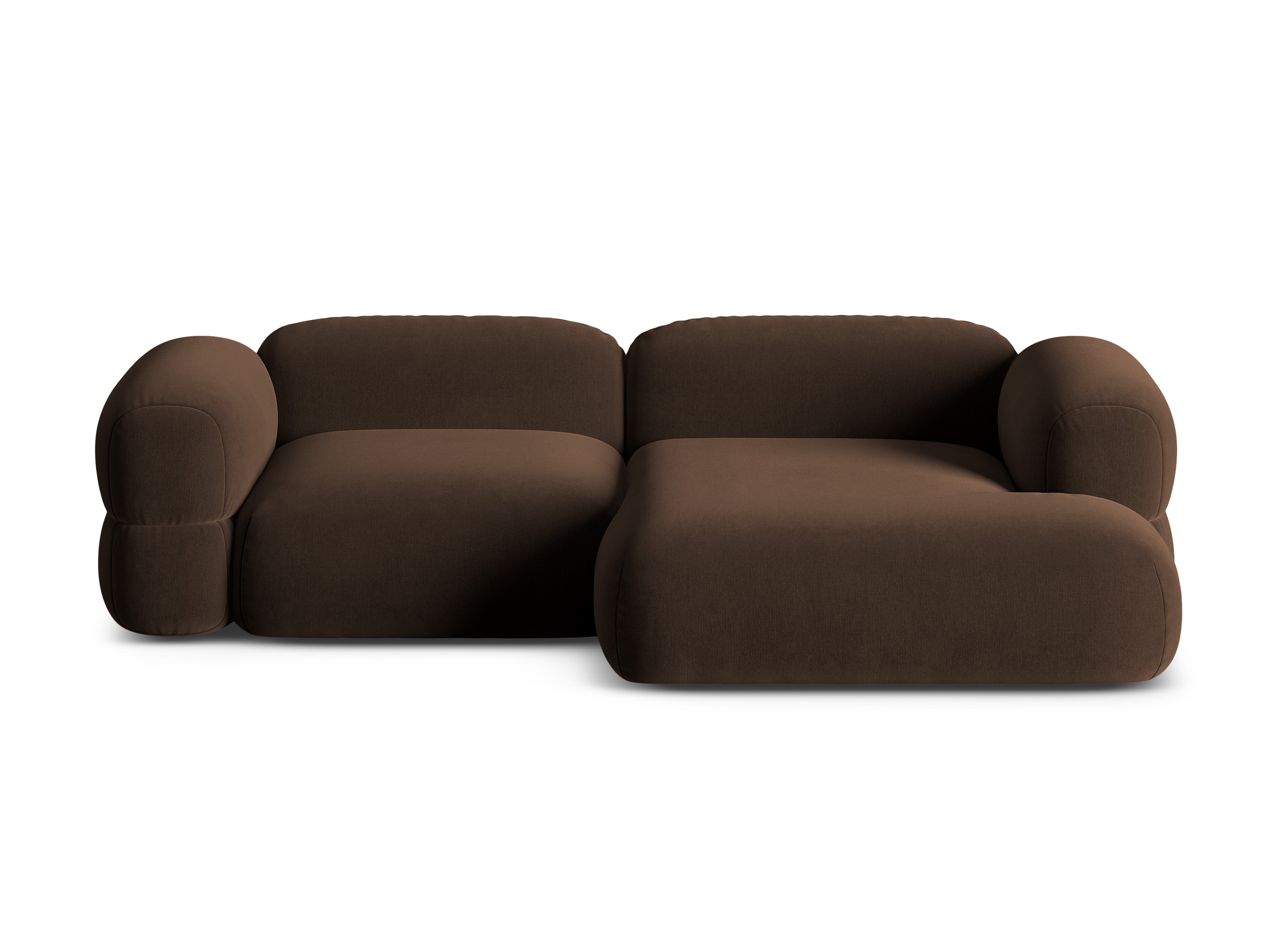 Right-facing velvet corner sofa ROGER chocolate