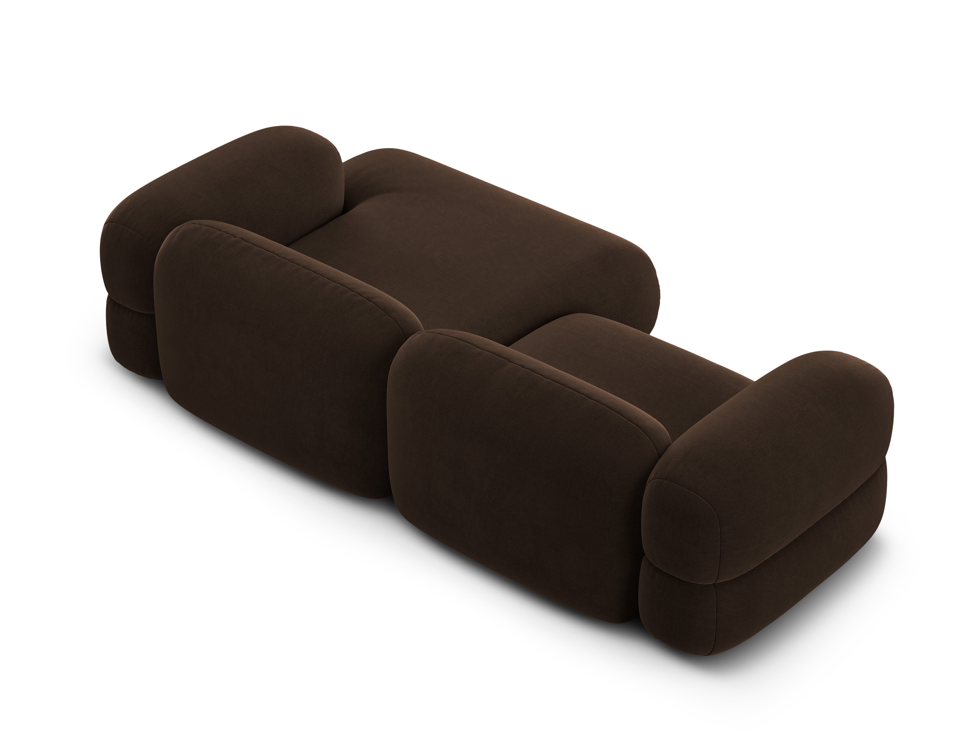 Right-facing velvet corner sofa ROGER chocolate