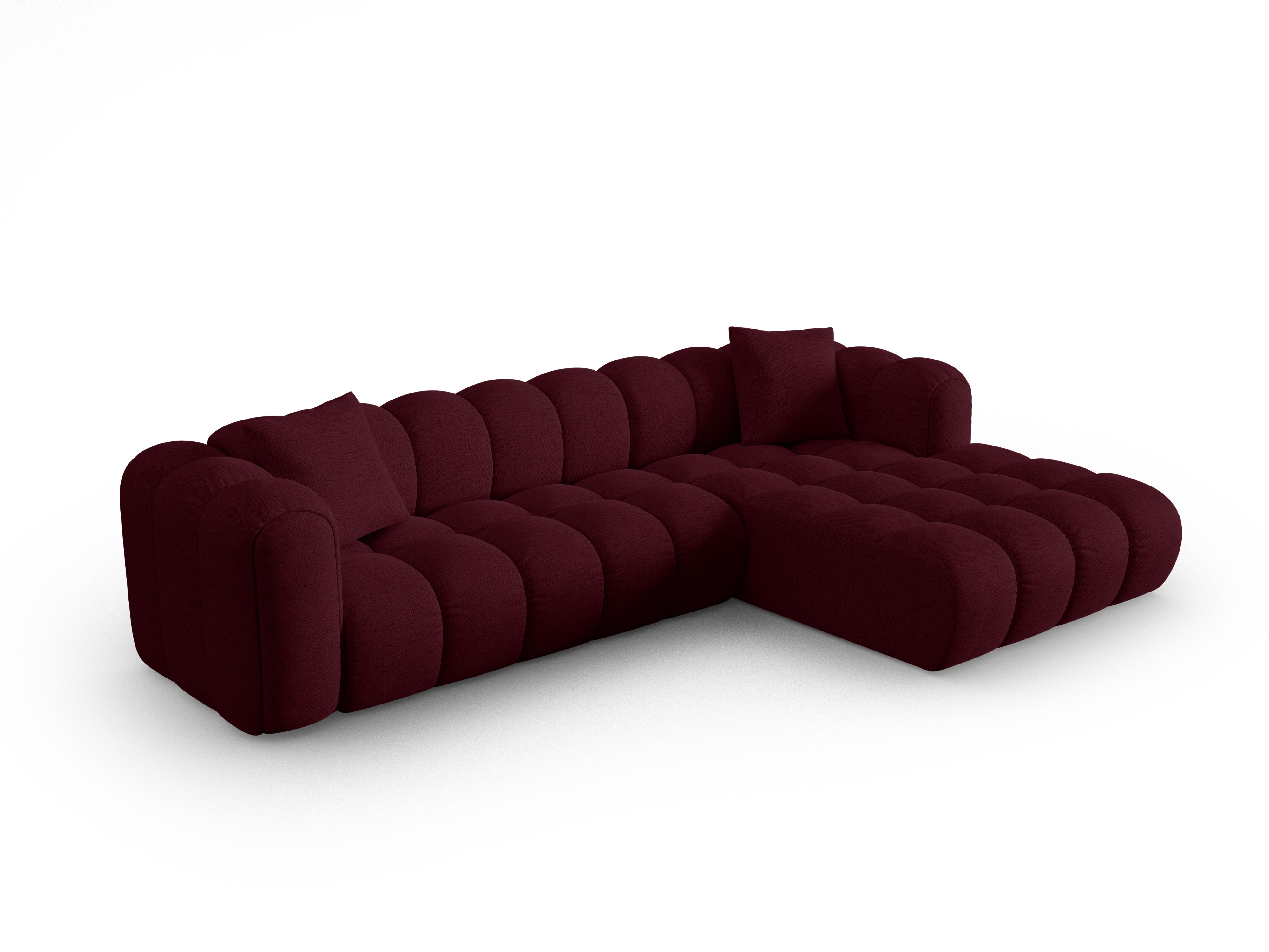4-seater right-facing corner sofa ASTRO burgundy chenille