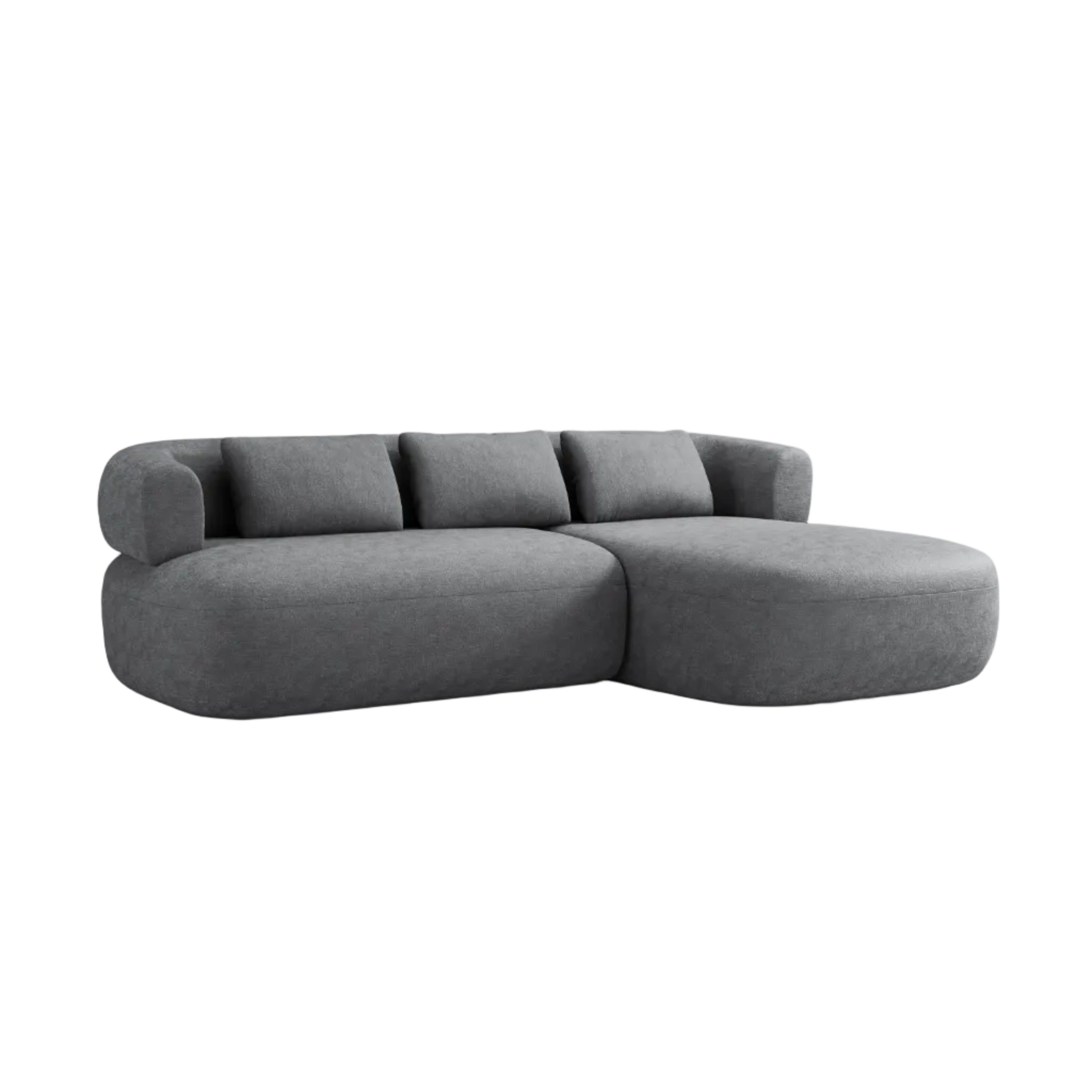 Dreisitzer-Ecksofa rechts ALDRIN in dunkelgrauem Chenille