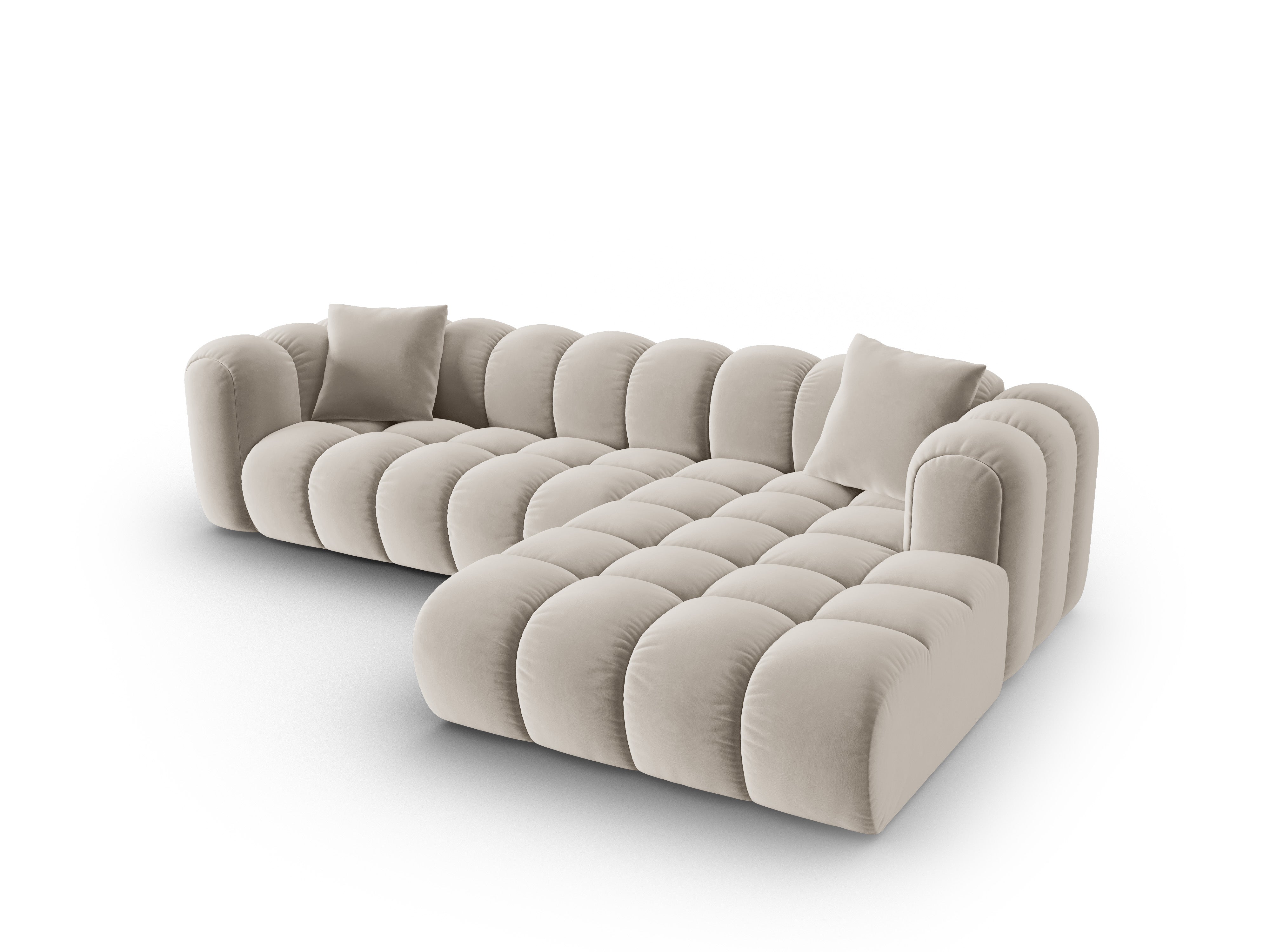 Samt-Ecksofa für 4 Personen rechts ASTRO ecru