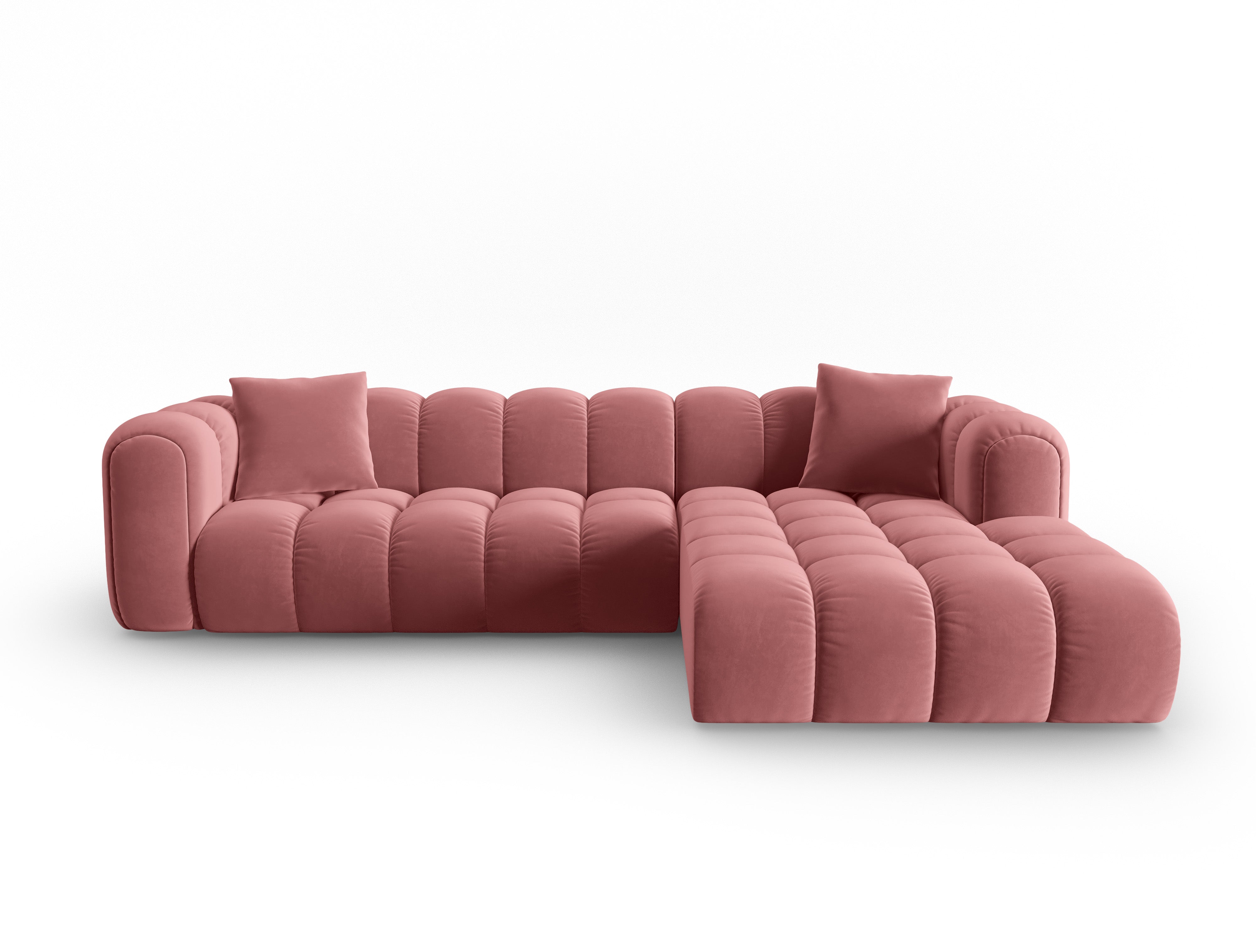 Samt-Ecksofa für 4 Personen rechts ASTRO rosa