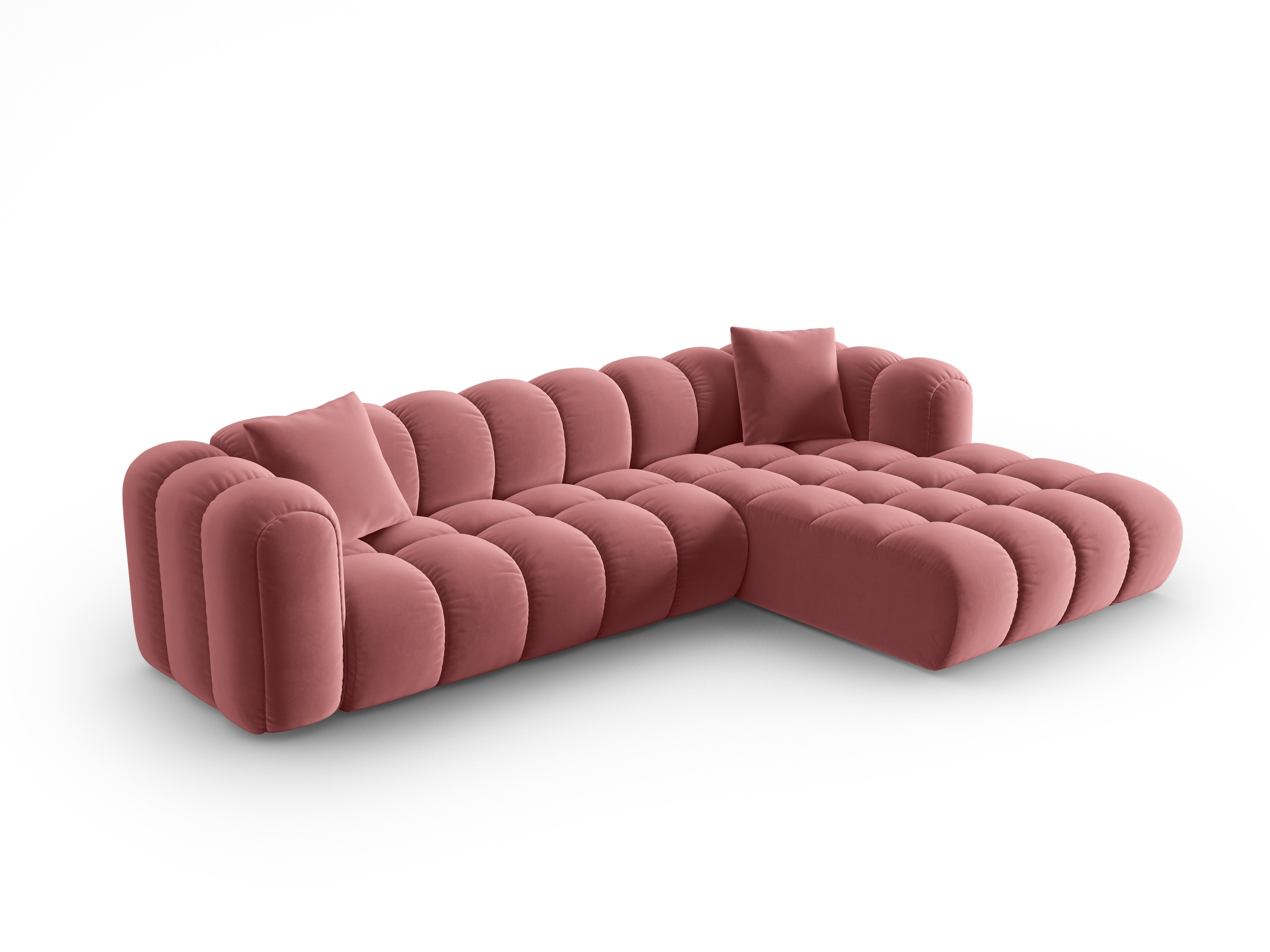 Samt-Ecksofa für 4 Personen rechts ASTRO rosa