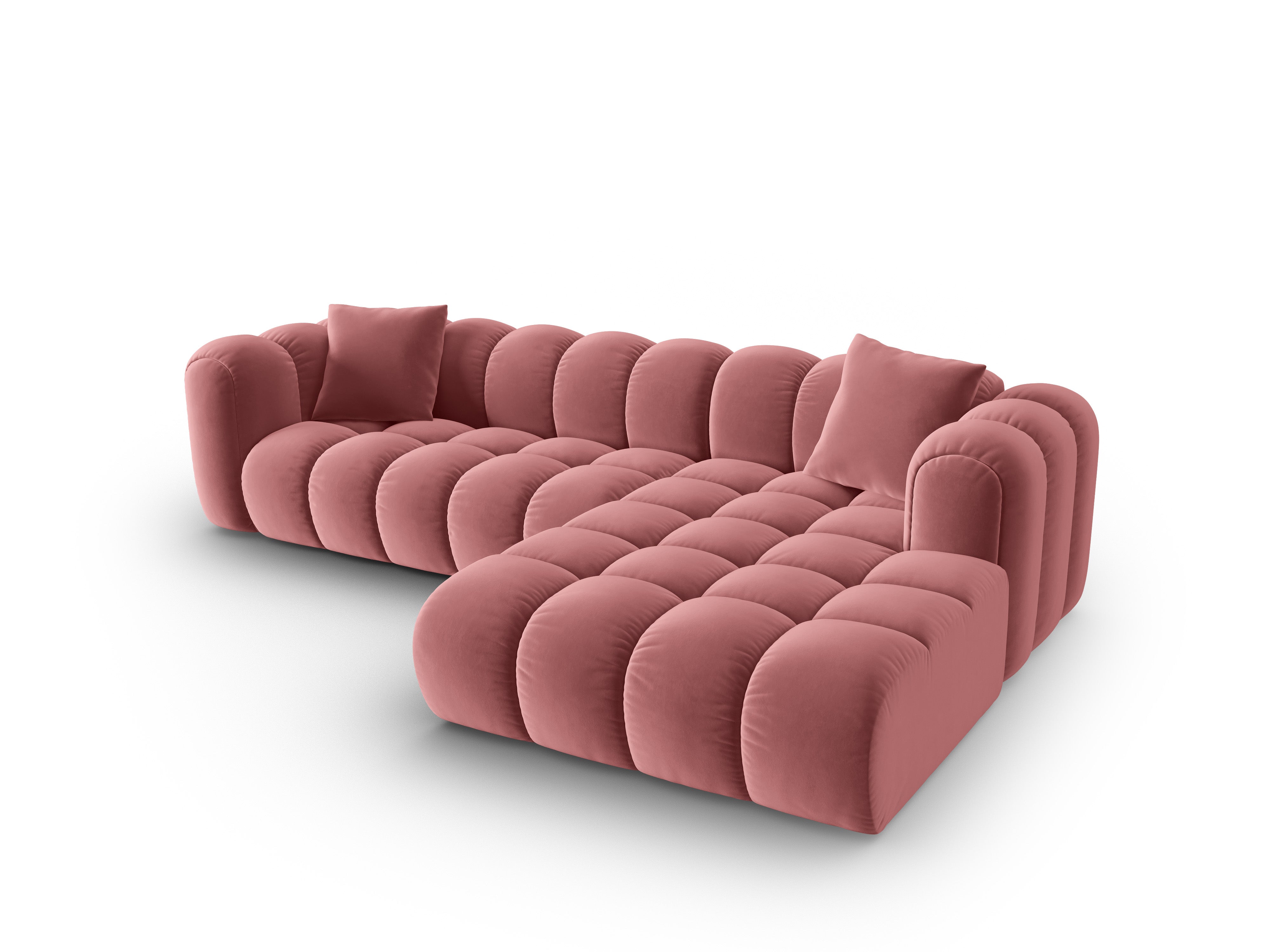 Samt-Ecksofa für 4 Personen rechts ASTRO rosa