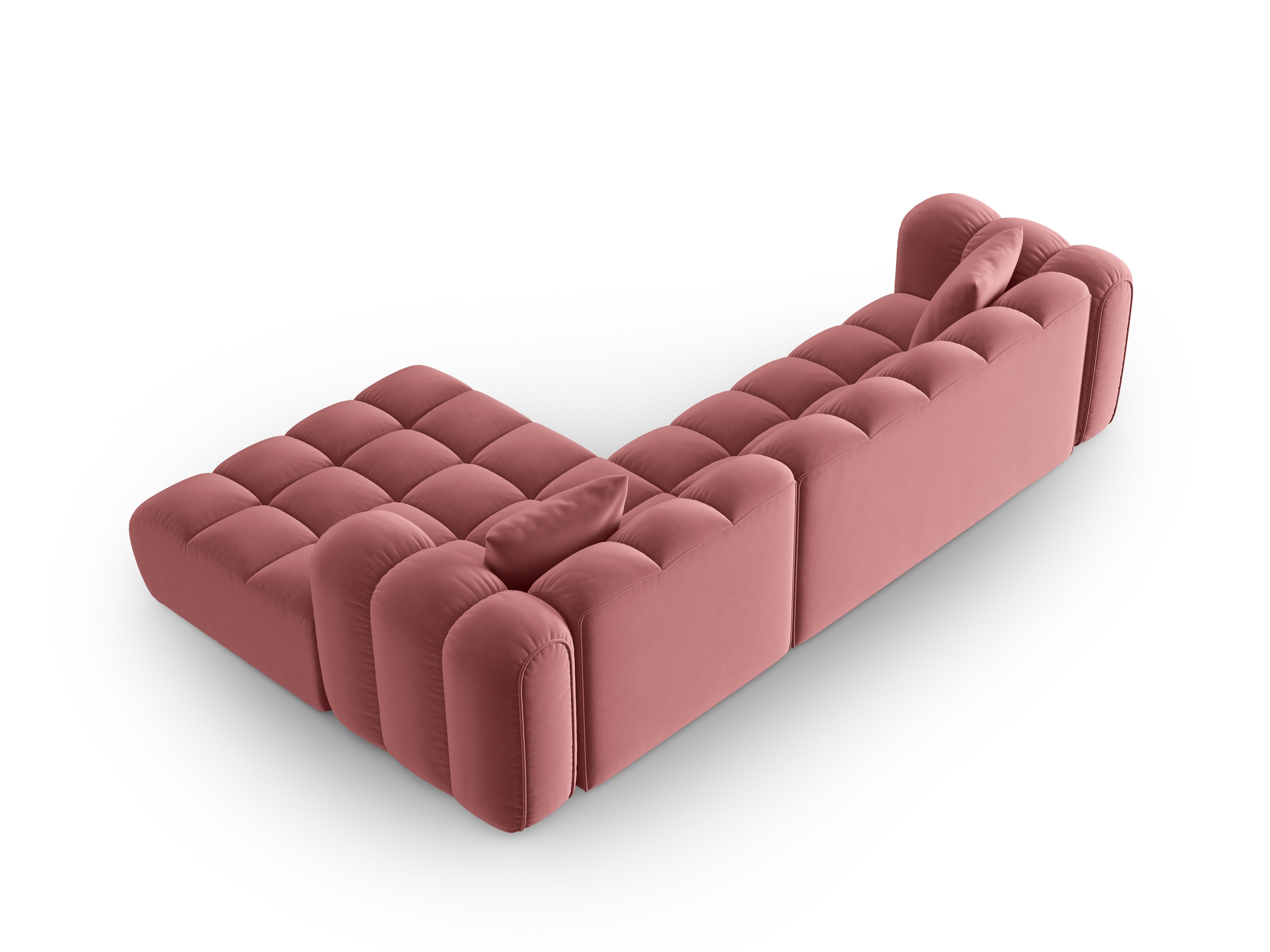 Samt-Ecksofa für 4 Personen rechts ASTRO rosa