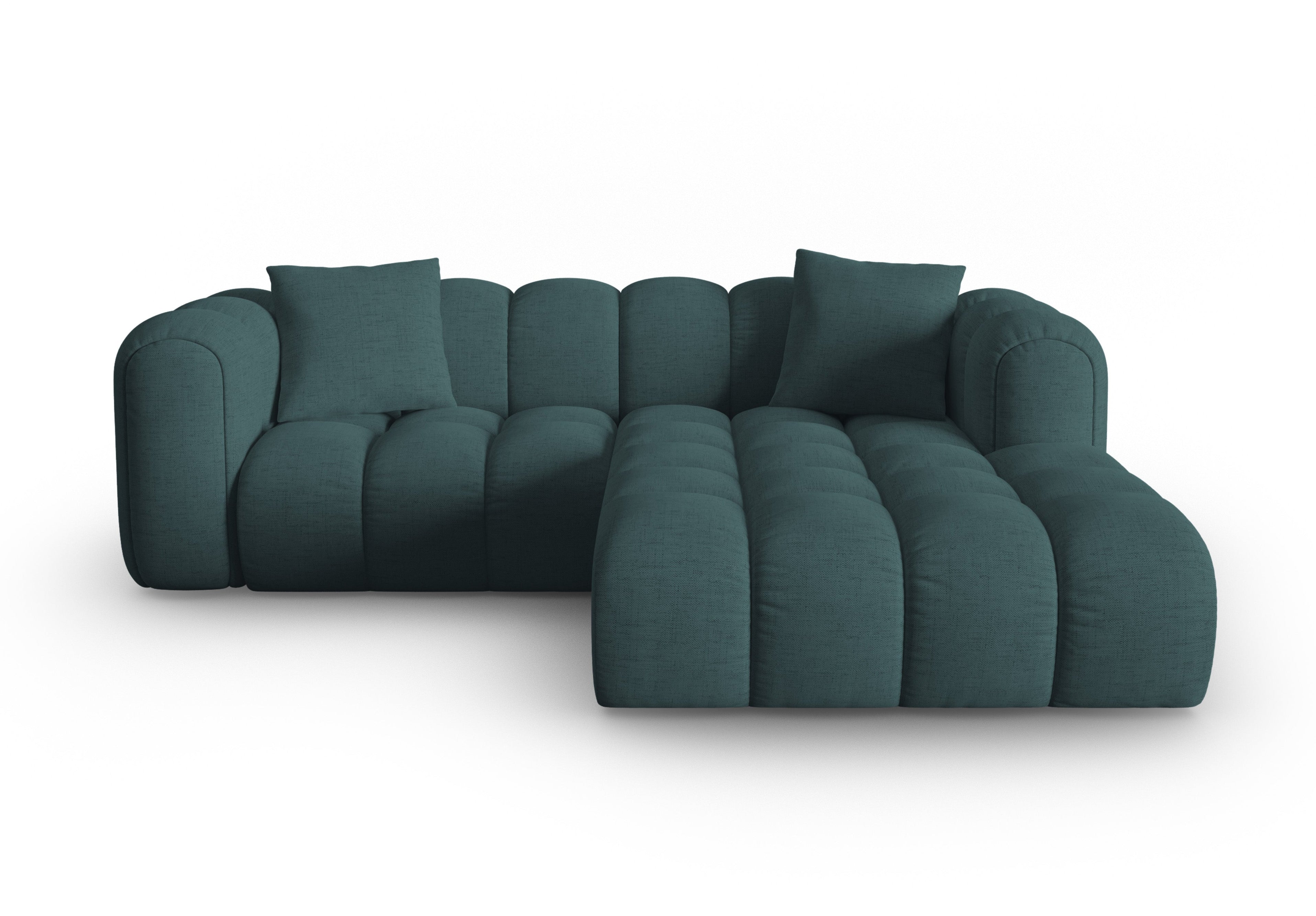 Right-facing 3-seater corner sofa ASTRO turquoise chenille