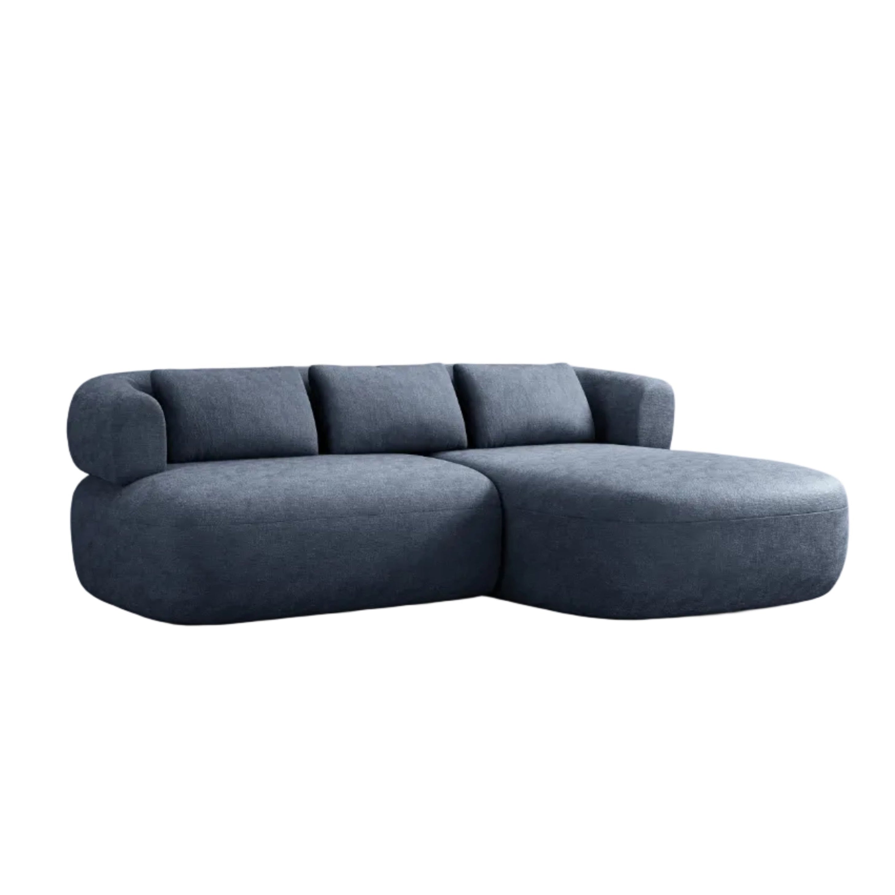 Zweisitzer-Ecksofa rechts ALDRIN in marineblauem Chenille