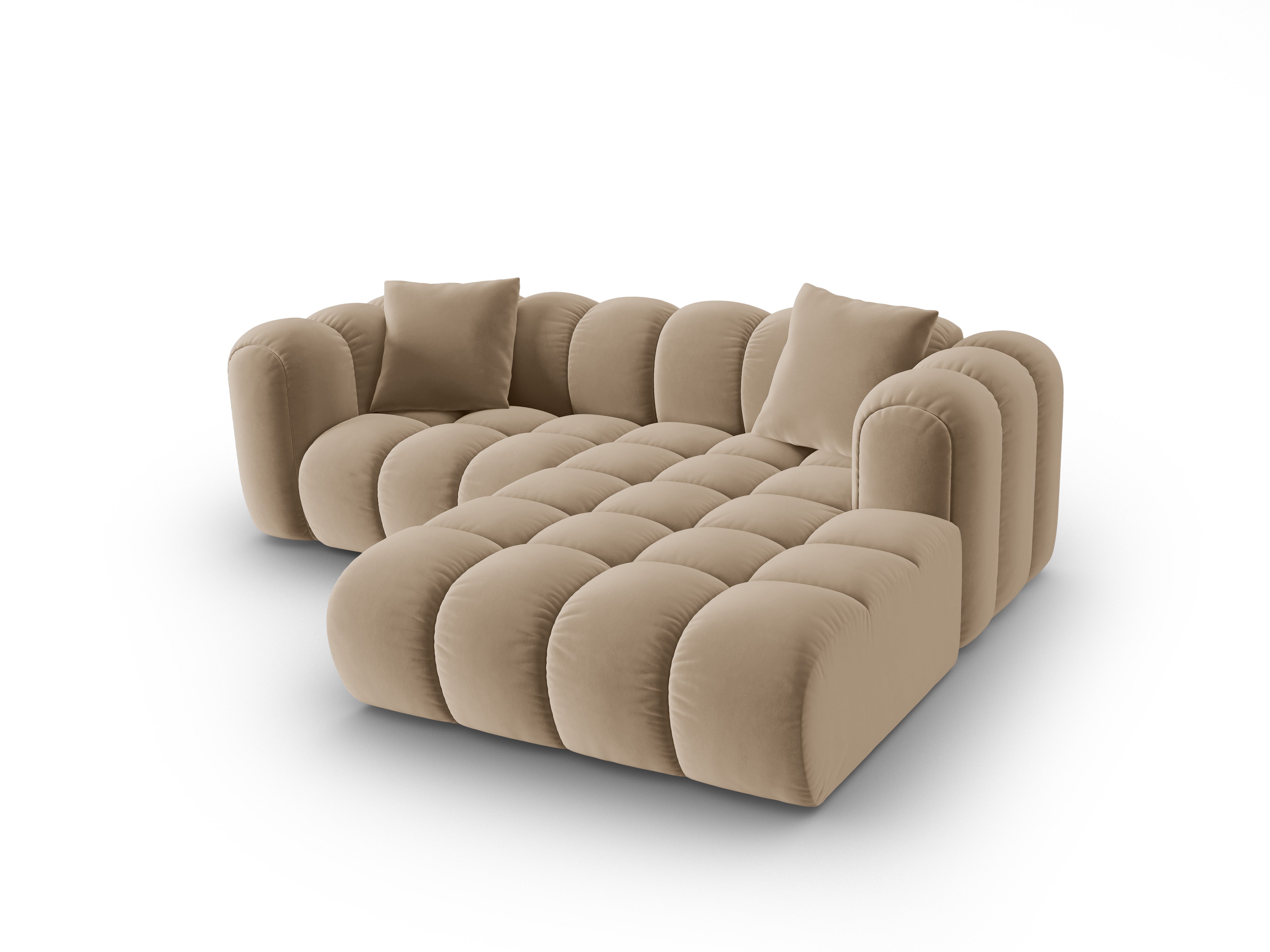 Samt-Ecksofa 3-sitzig rechts ASTRO sandfarben