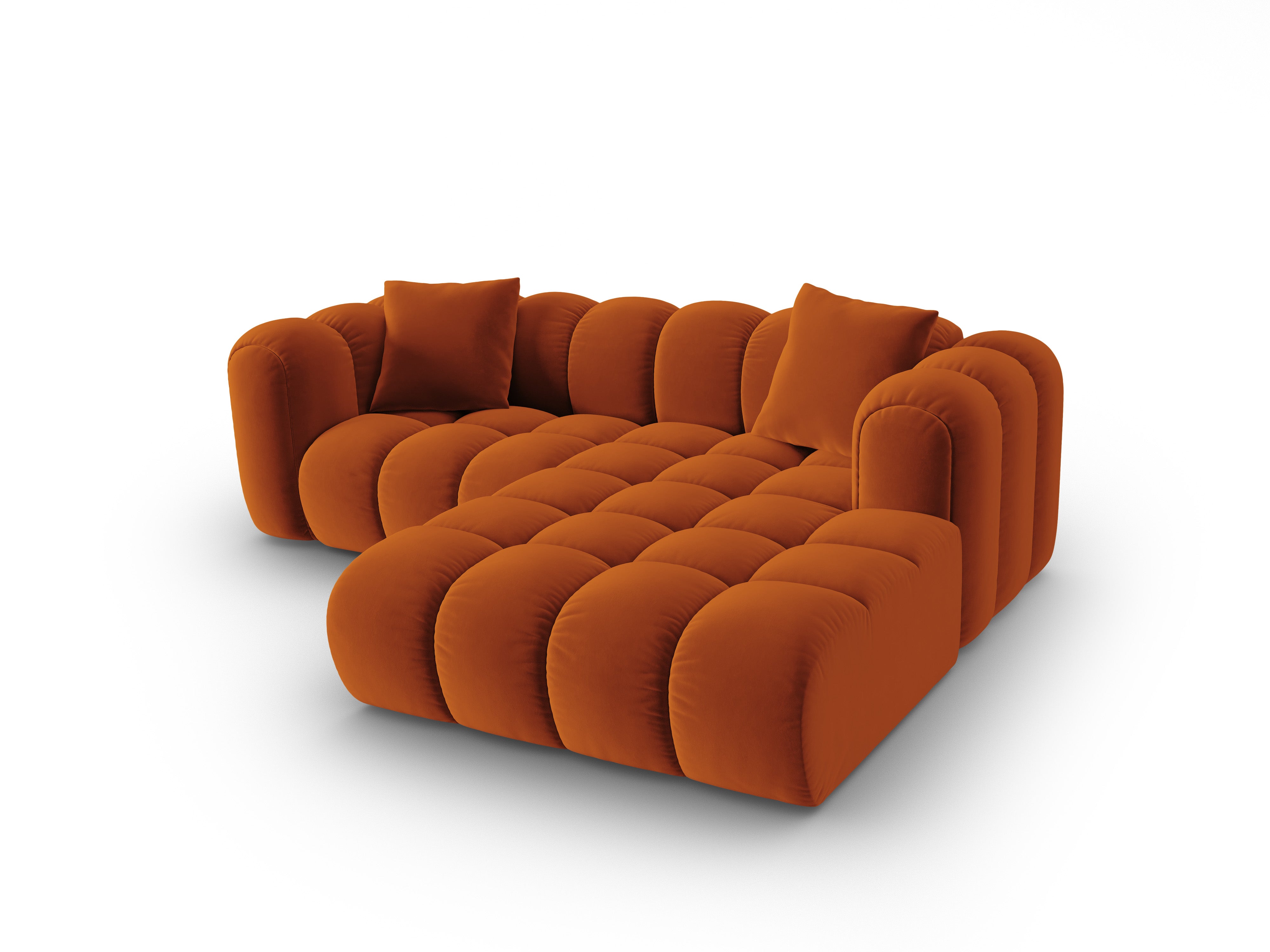 Velvet corner sofa for three people, right-facing ASTRO in rust
