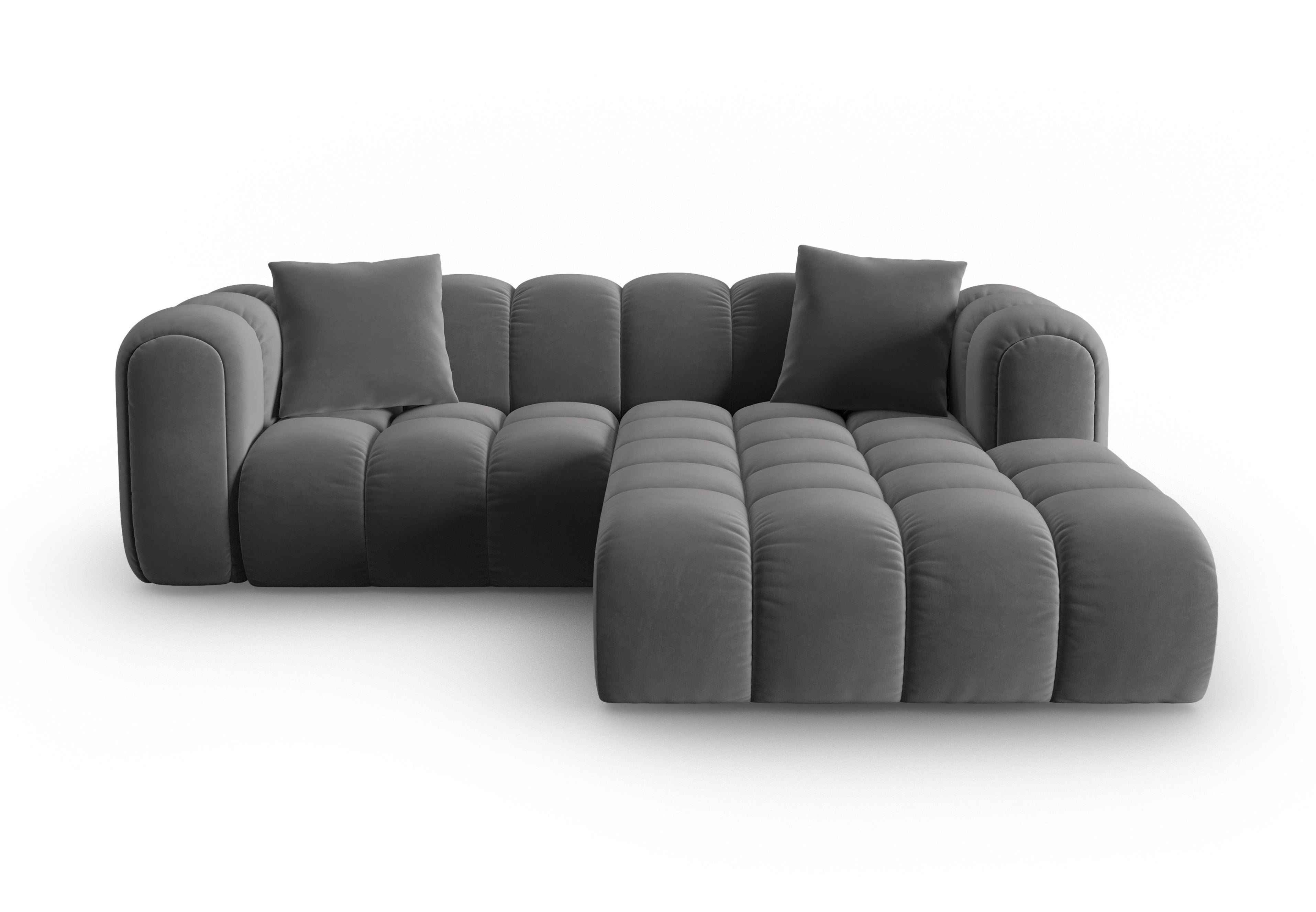 Samt-Ecksofa 3-sitzig rechts ASTRO grau