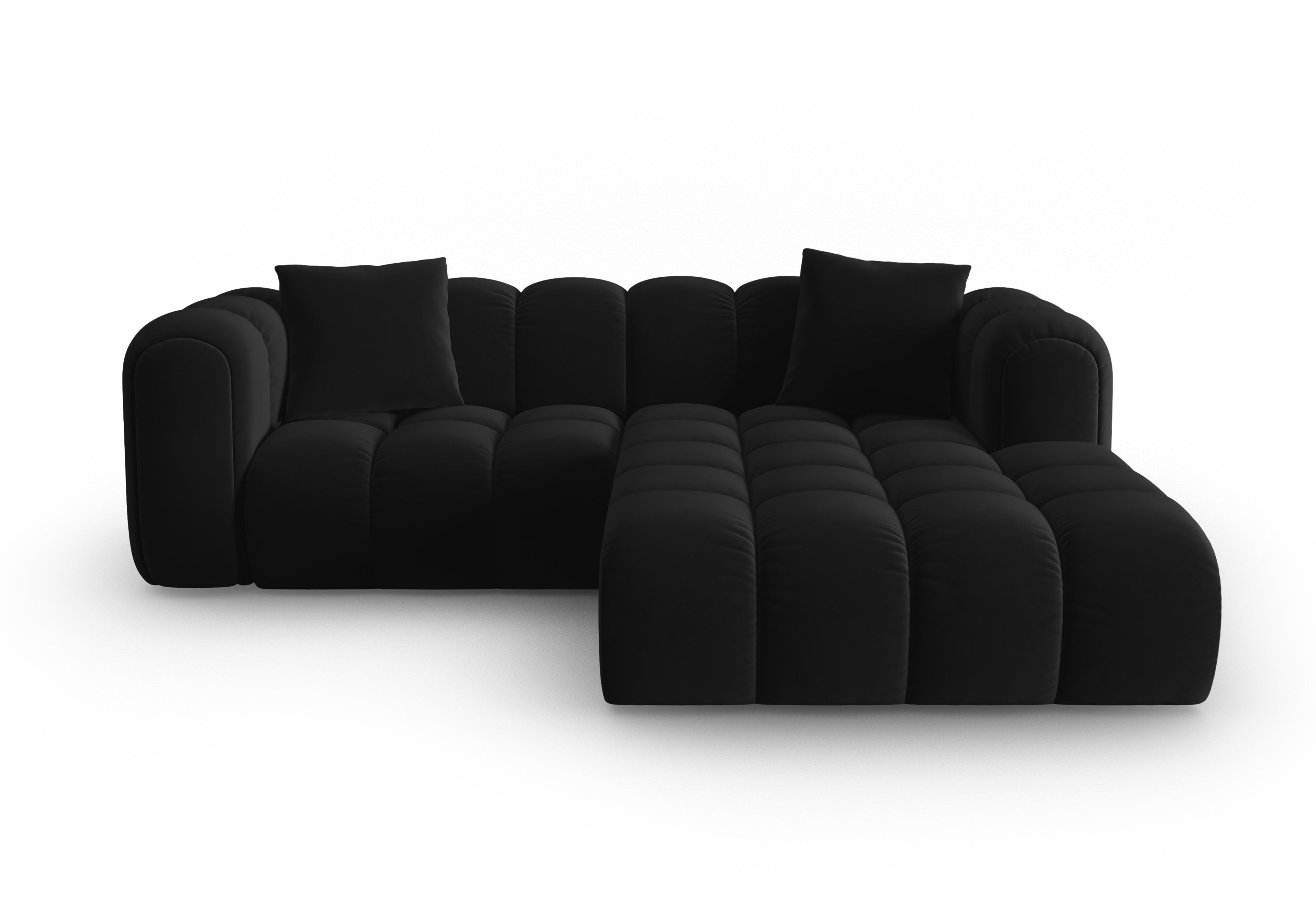 Samt-Ecksofa 3-sitzig rechts ASTRO schwarz
