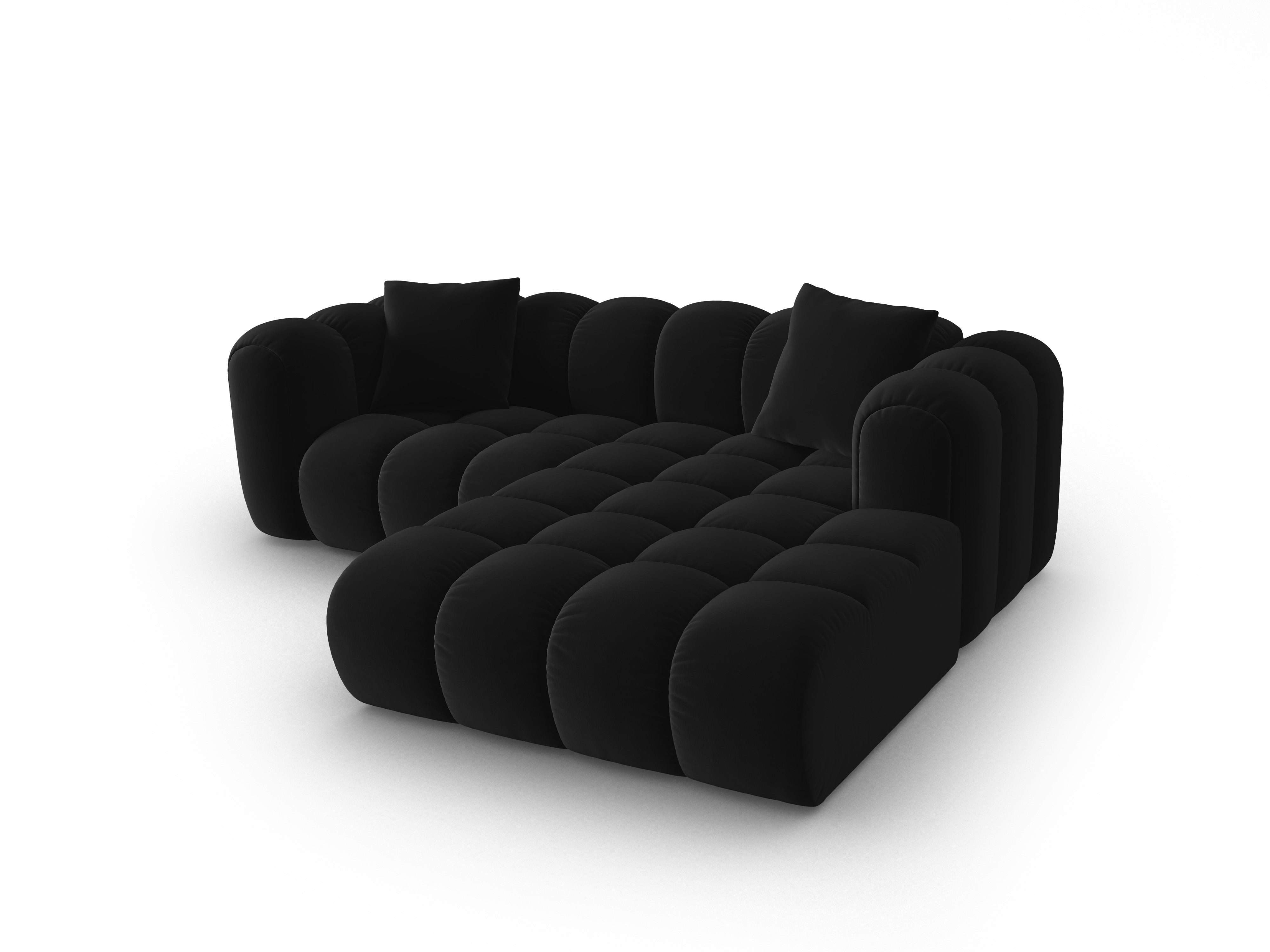 Samt-Ecksofa 3-sitzig rechts ASTRO schwarz