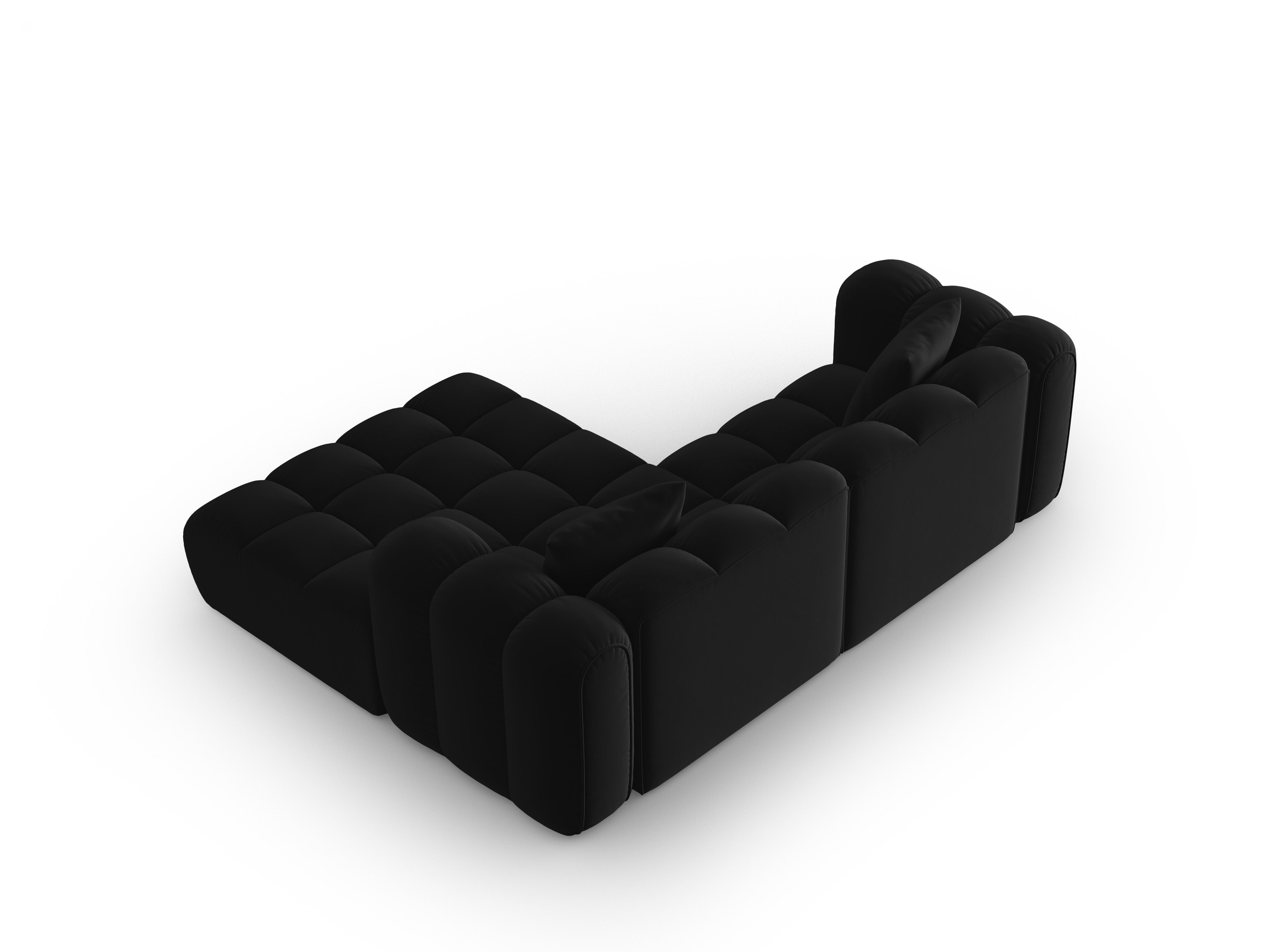 Samt-Ecksofa 3-sitzig rechts ASTRO schwarz