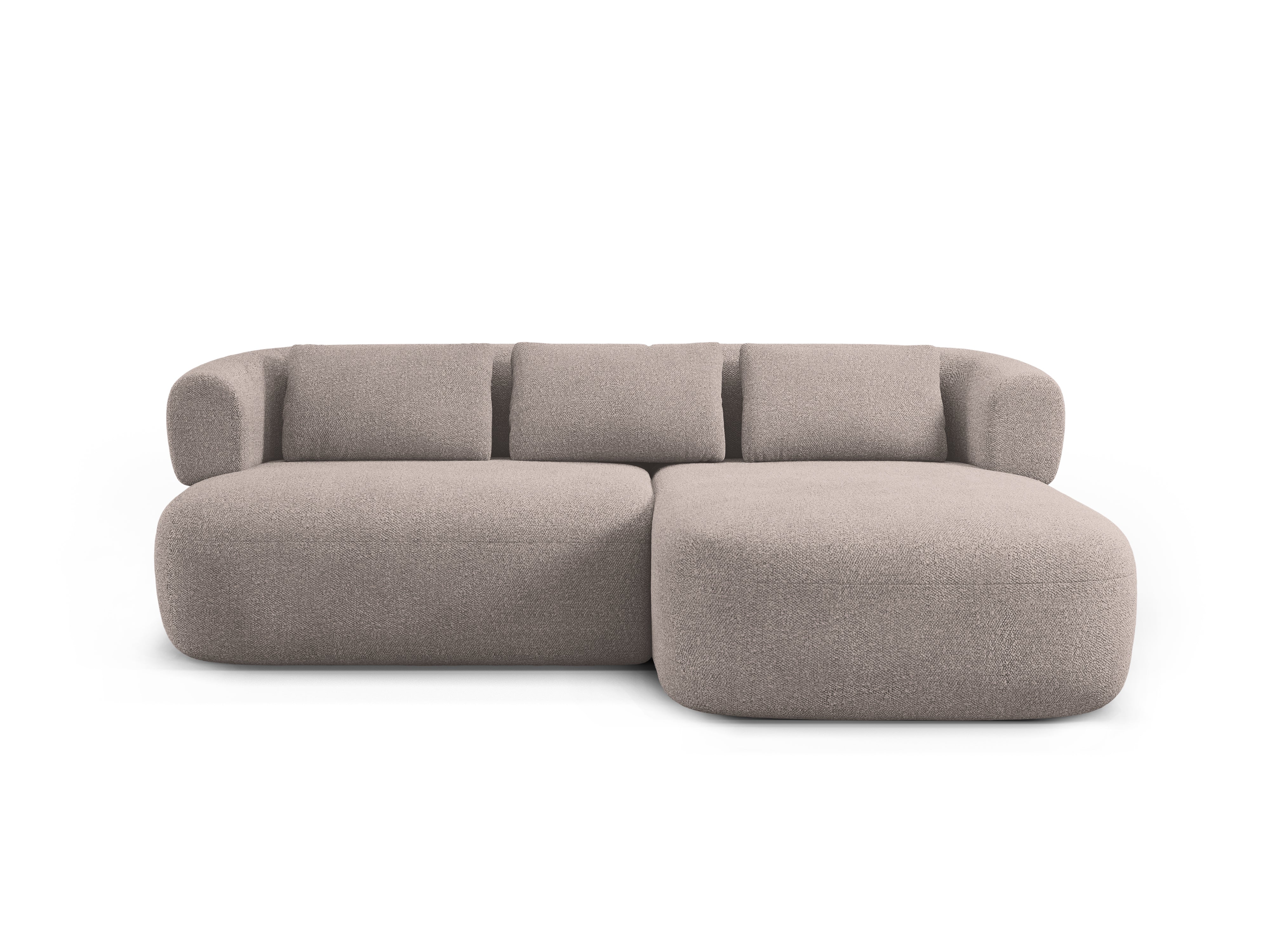 Zweisitzer-Ecksofa rechts ALDRIN in hellbraunem Boucle