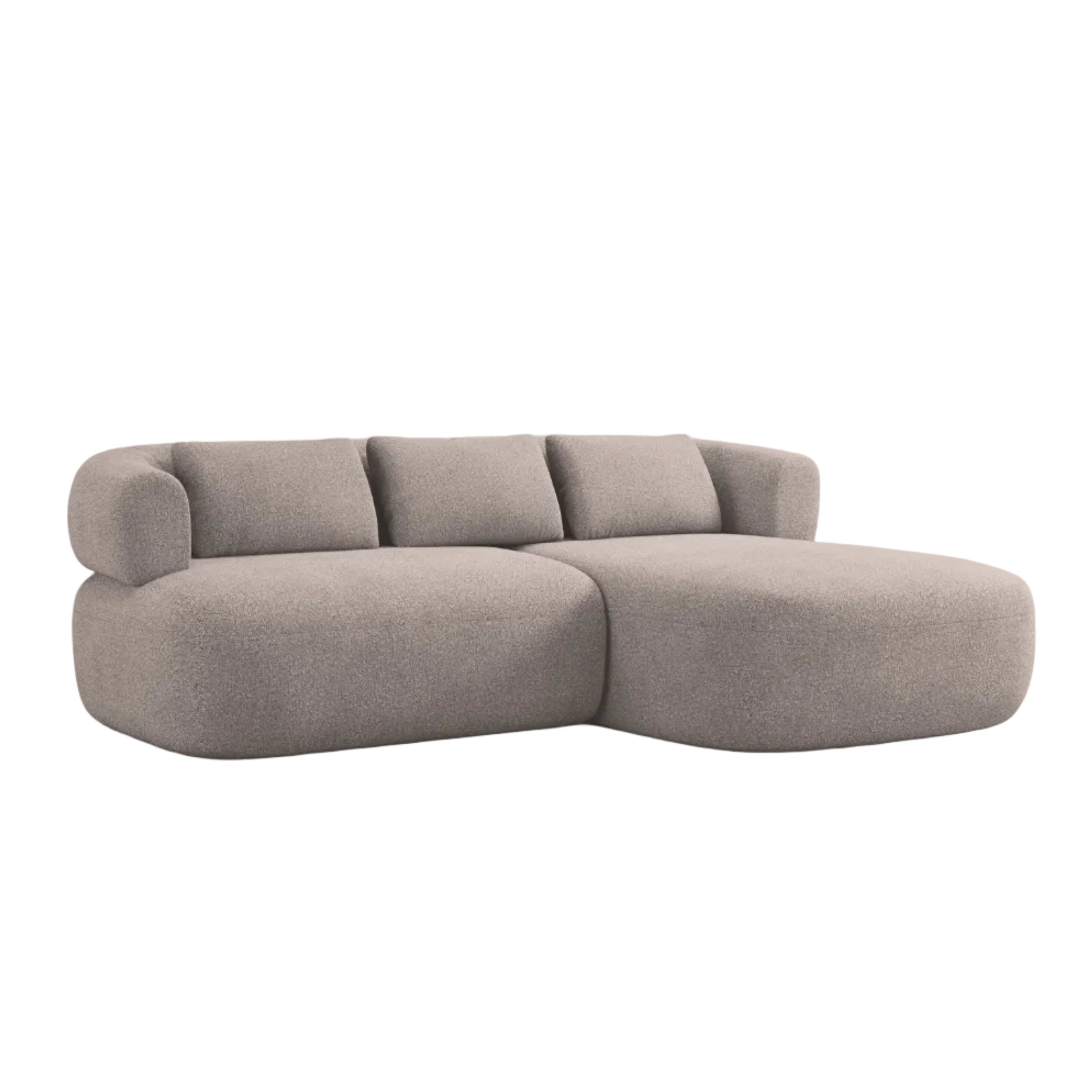Zweisitzer-Ecksofa rechts ALDRIN in hellbraunem Boucle